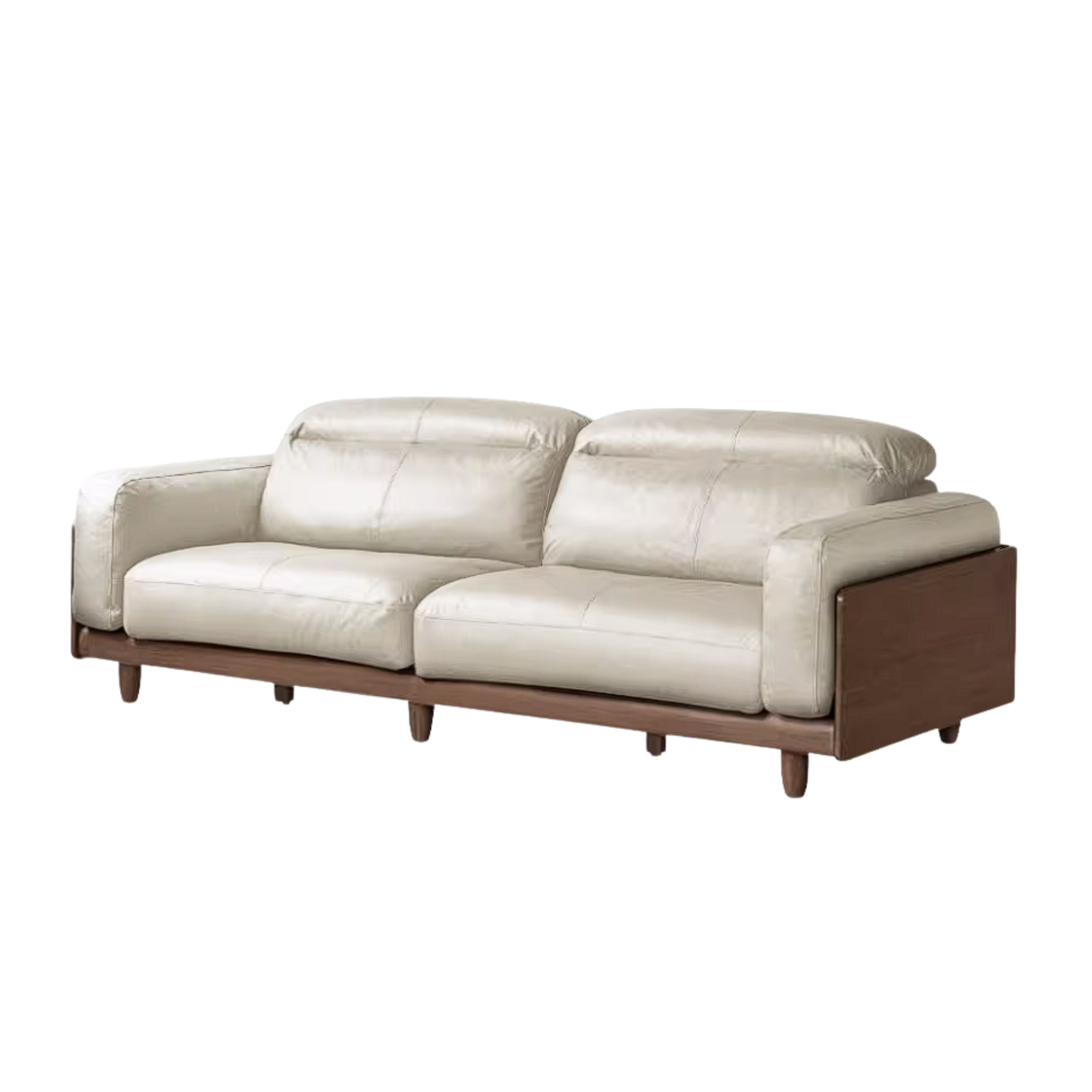 Golden Pear Solid Wood Genuine leather Sofa with Italian Light Luxury Design