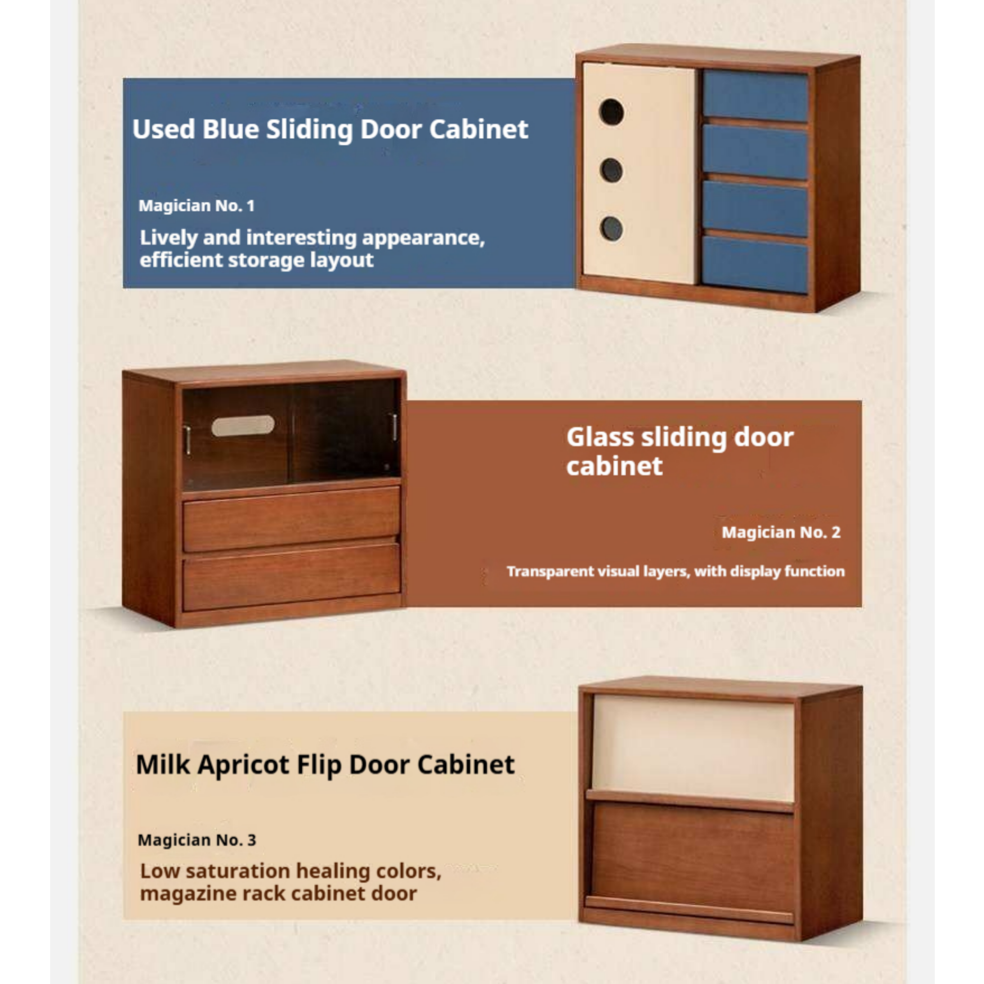 Poplar Solid Wood TV Cabinet with Vintage Style Modular Storage Design