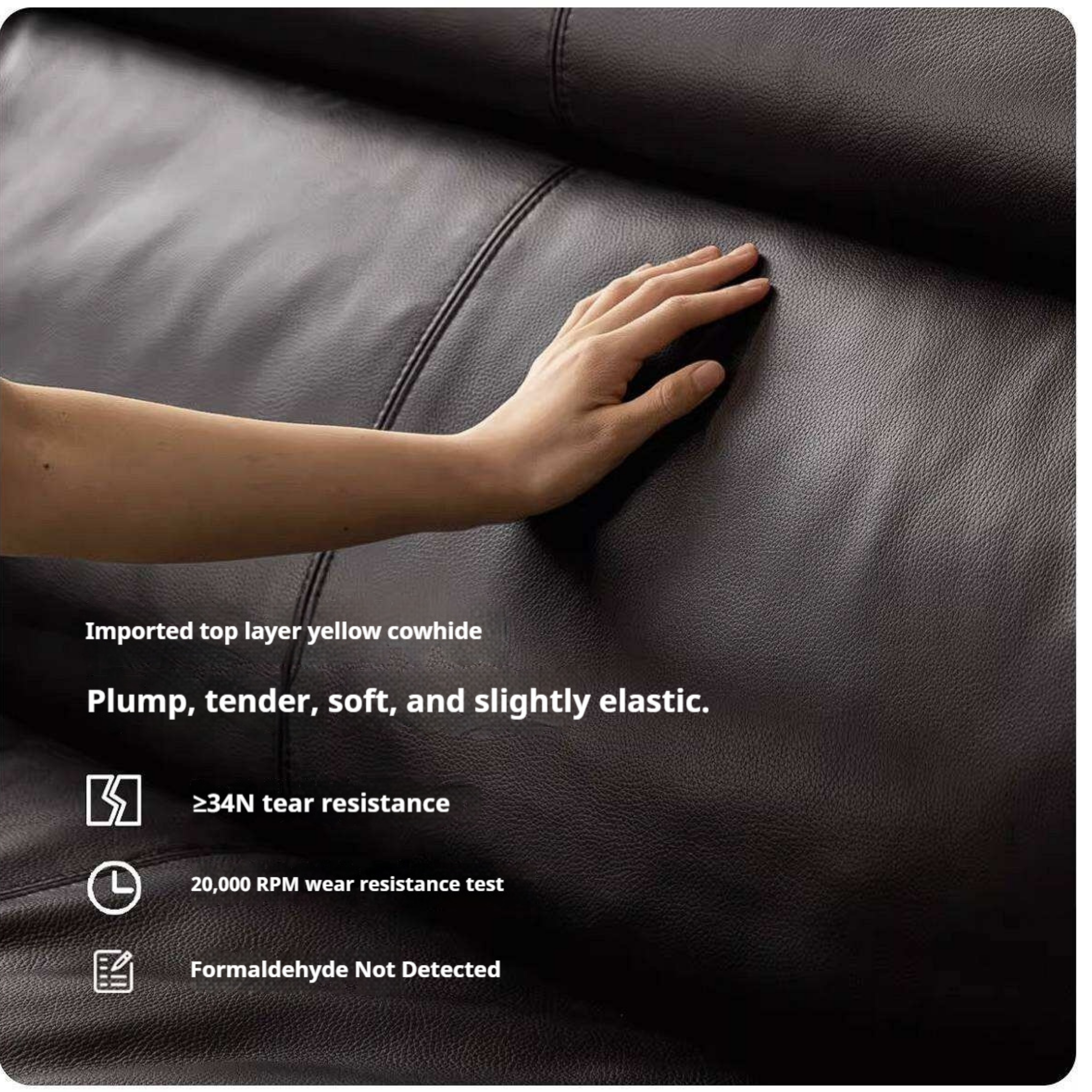 Golden Pear Solid Wood Genuine leather Sofa with Italian Light Luxury Design