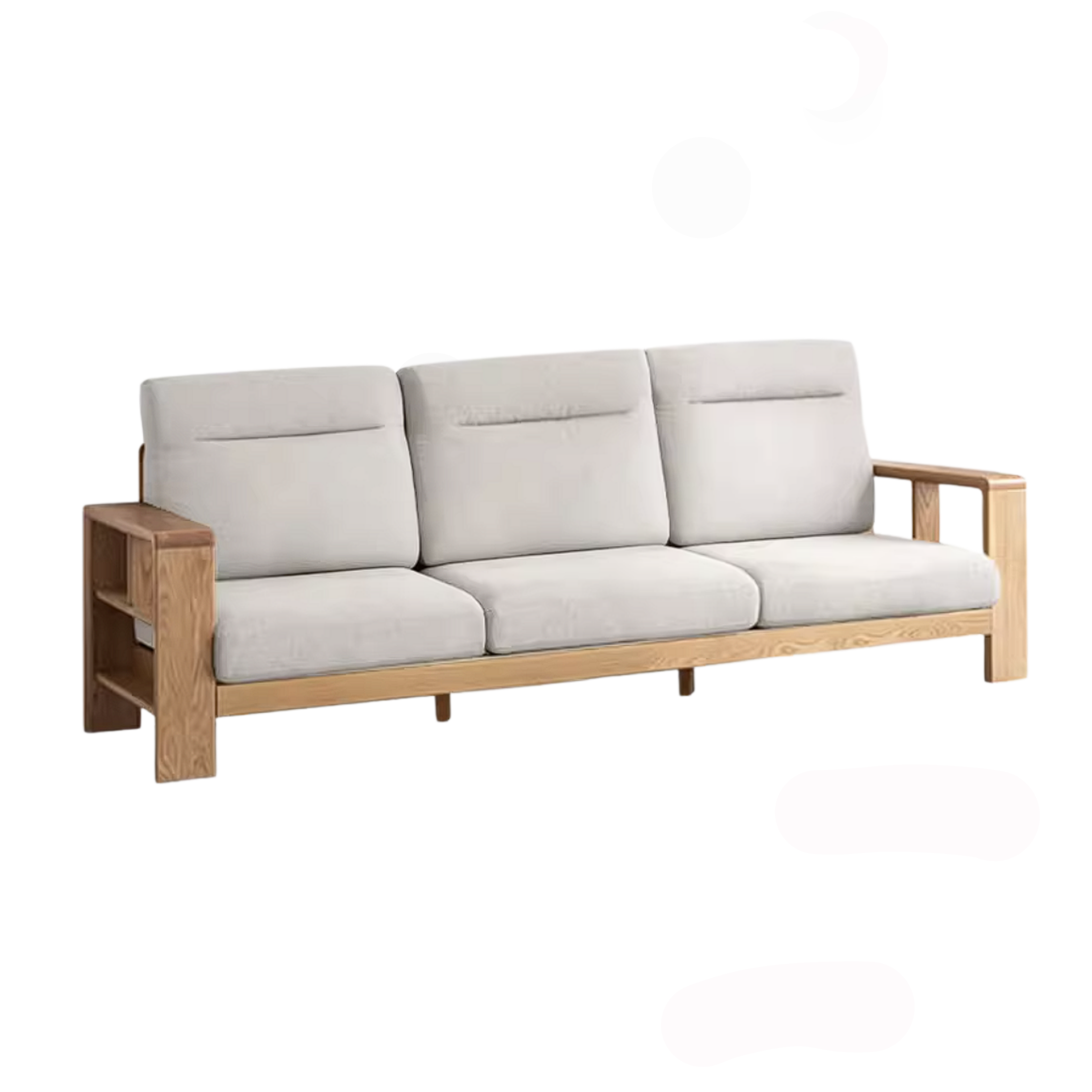 Oak Solid Wood Corner Sofa with Modern Fabric Upholstery