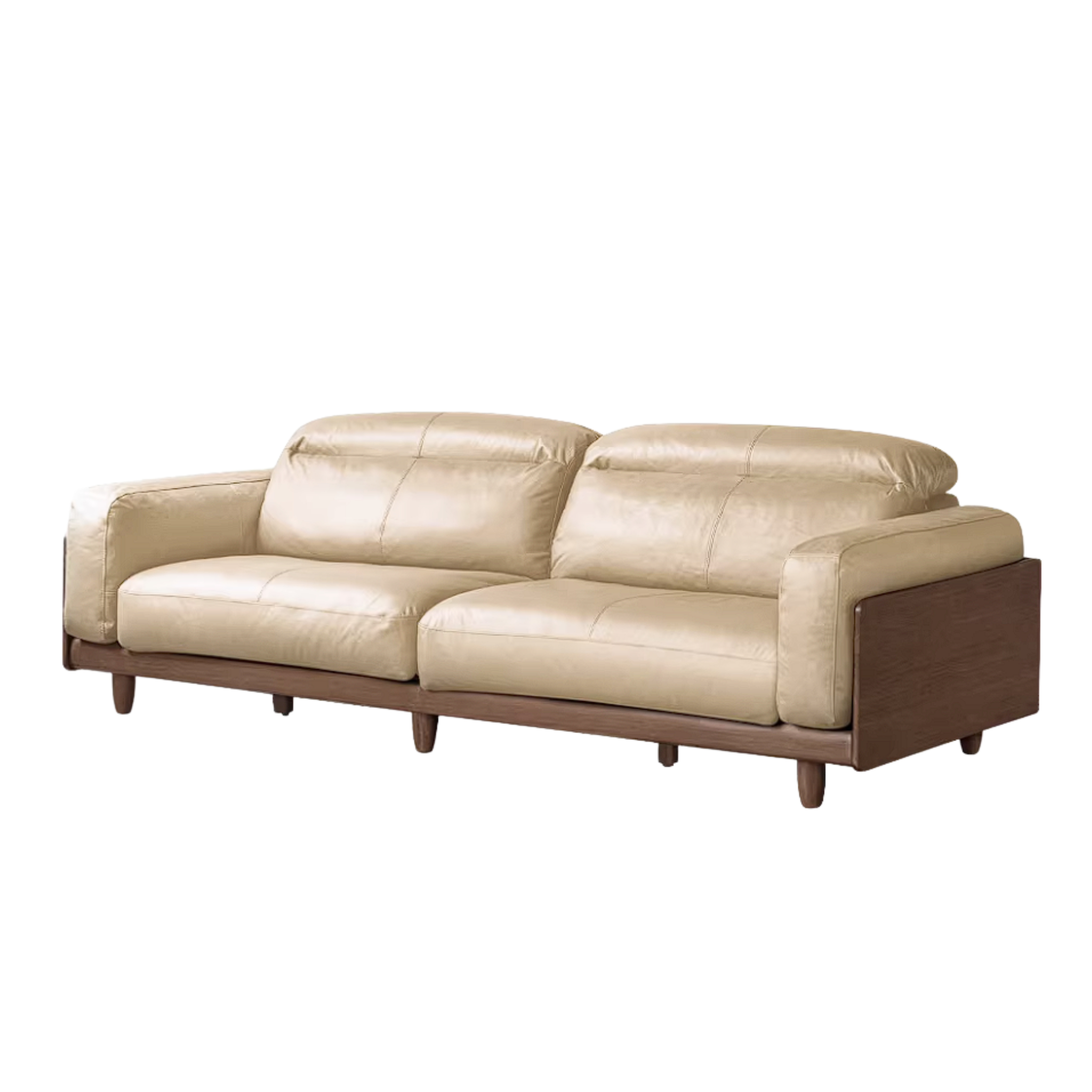 Golden Pear Solid Wood Genuine leather Sofa with Italian Light Luxury Design