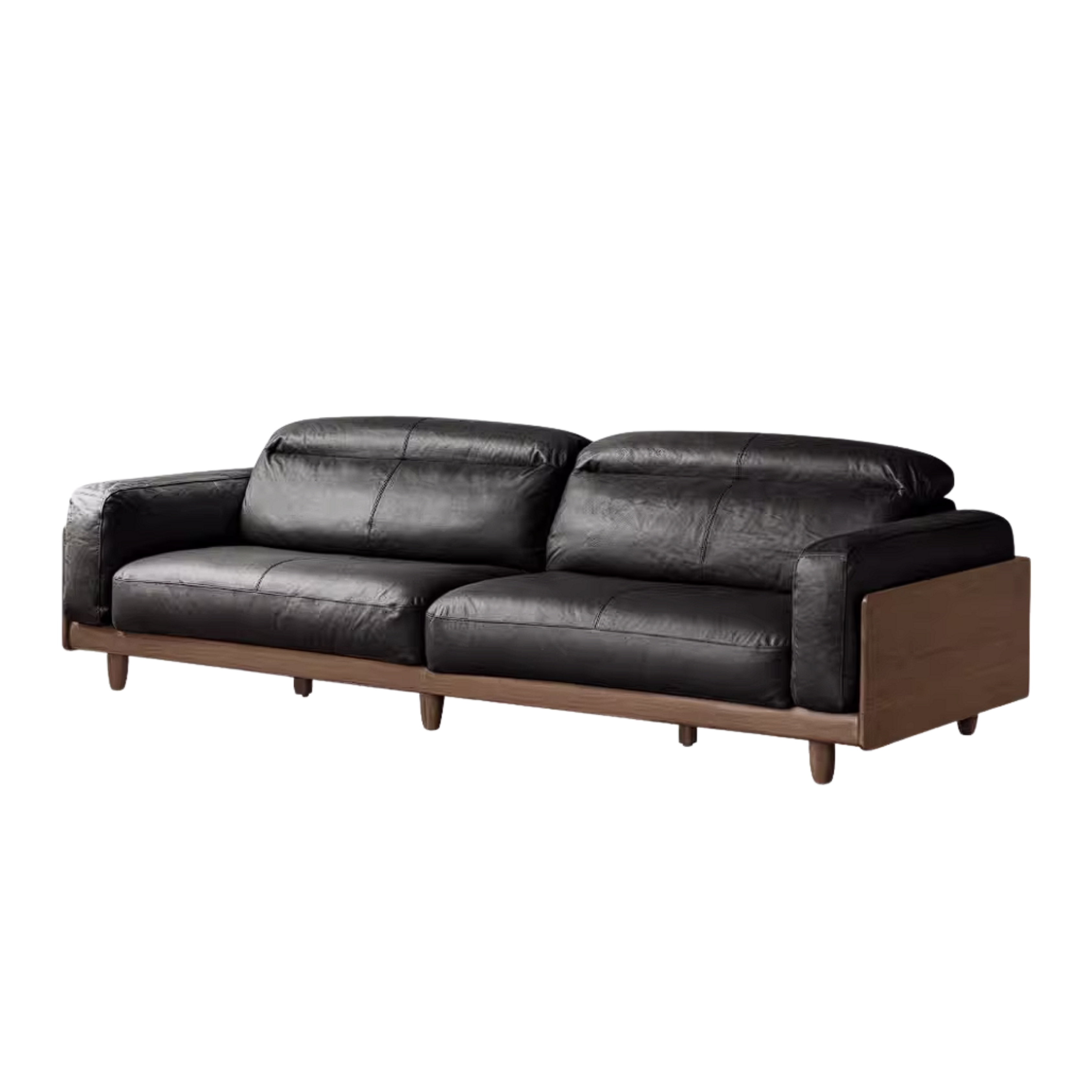 Golden Pear Solid Wood Genuine leather Sofa with Italian Light Luxury Design