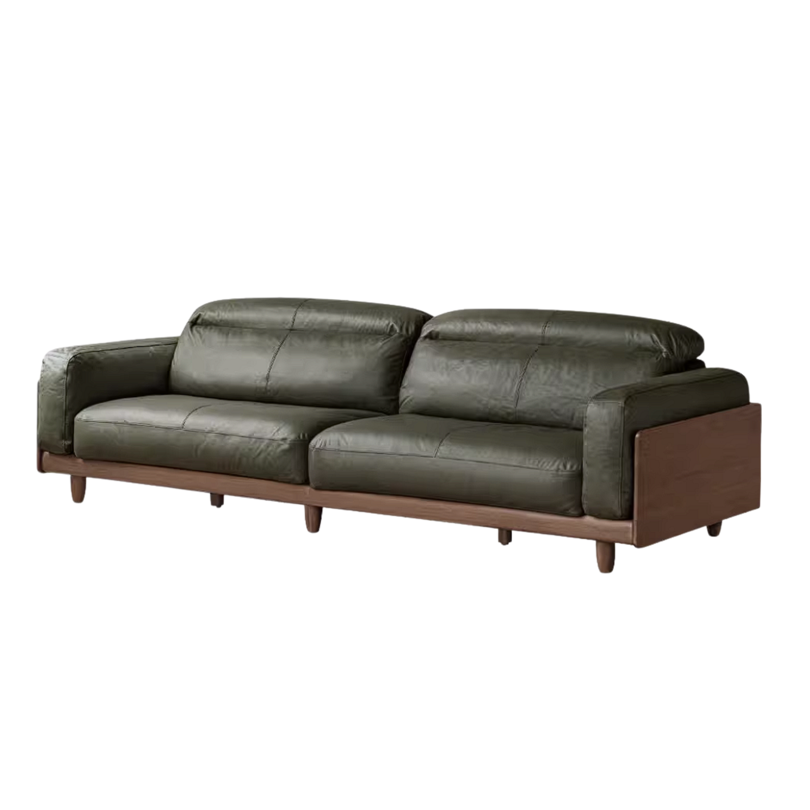 Golden Pear Solid Wood Genuine leather Sofa with Italian Light Luxury Design