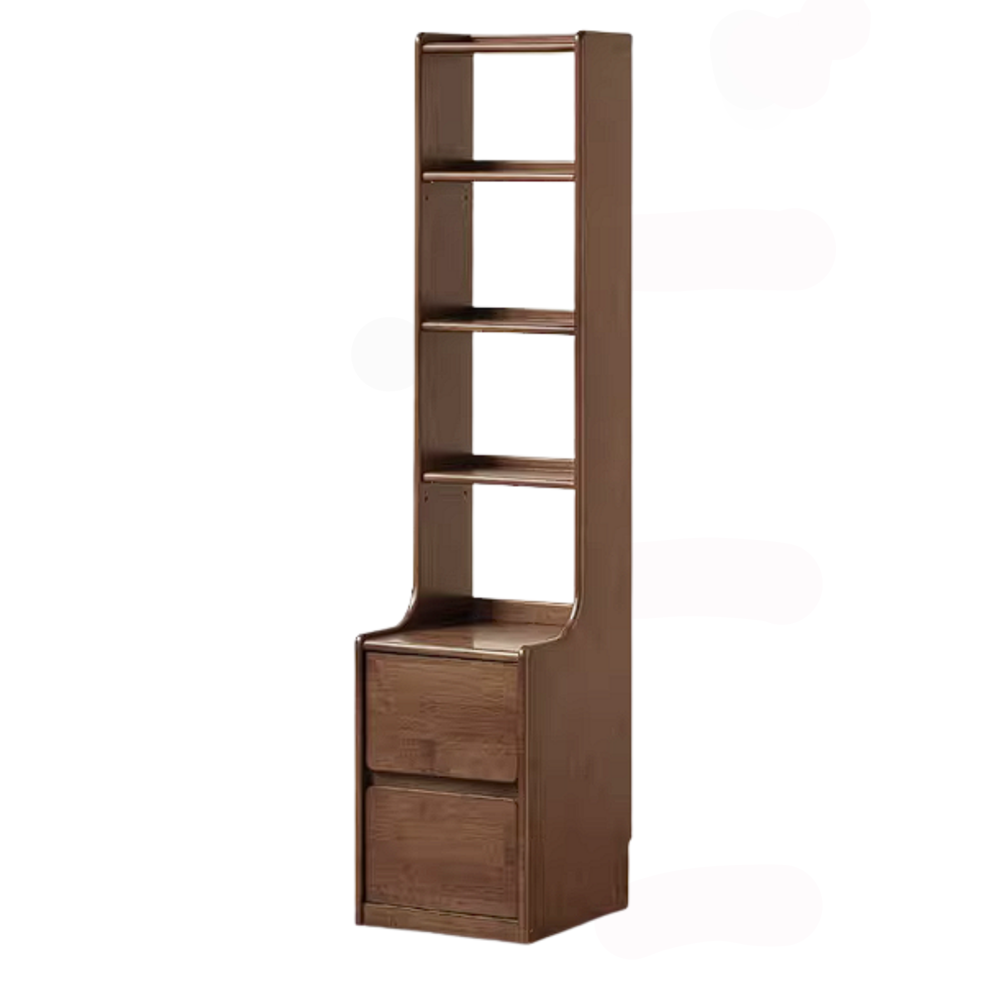 Rubberwood Solid Wood Bedside Table with Storage and Display Shelf