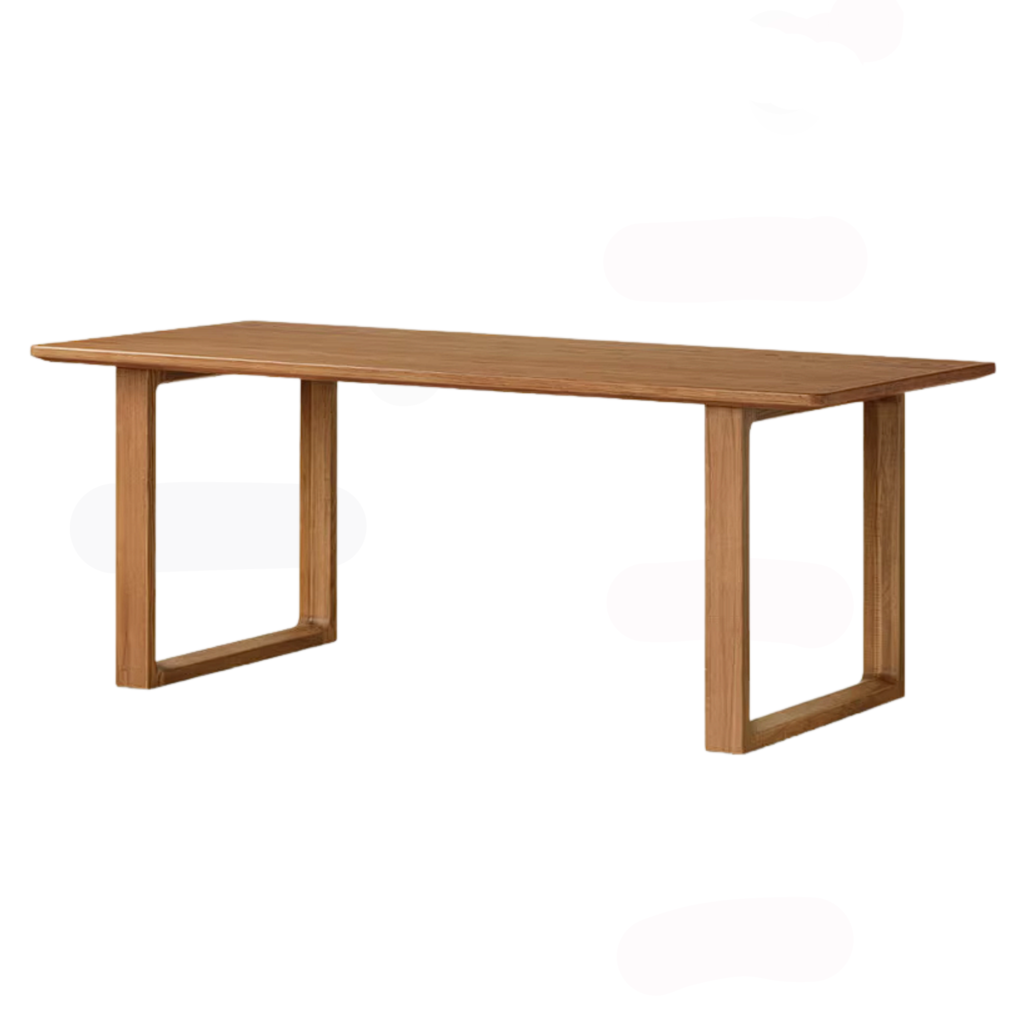 Ash Solid Wood Rectangular Dining Table, Mid Century light maroon color