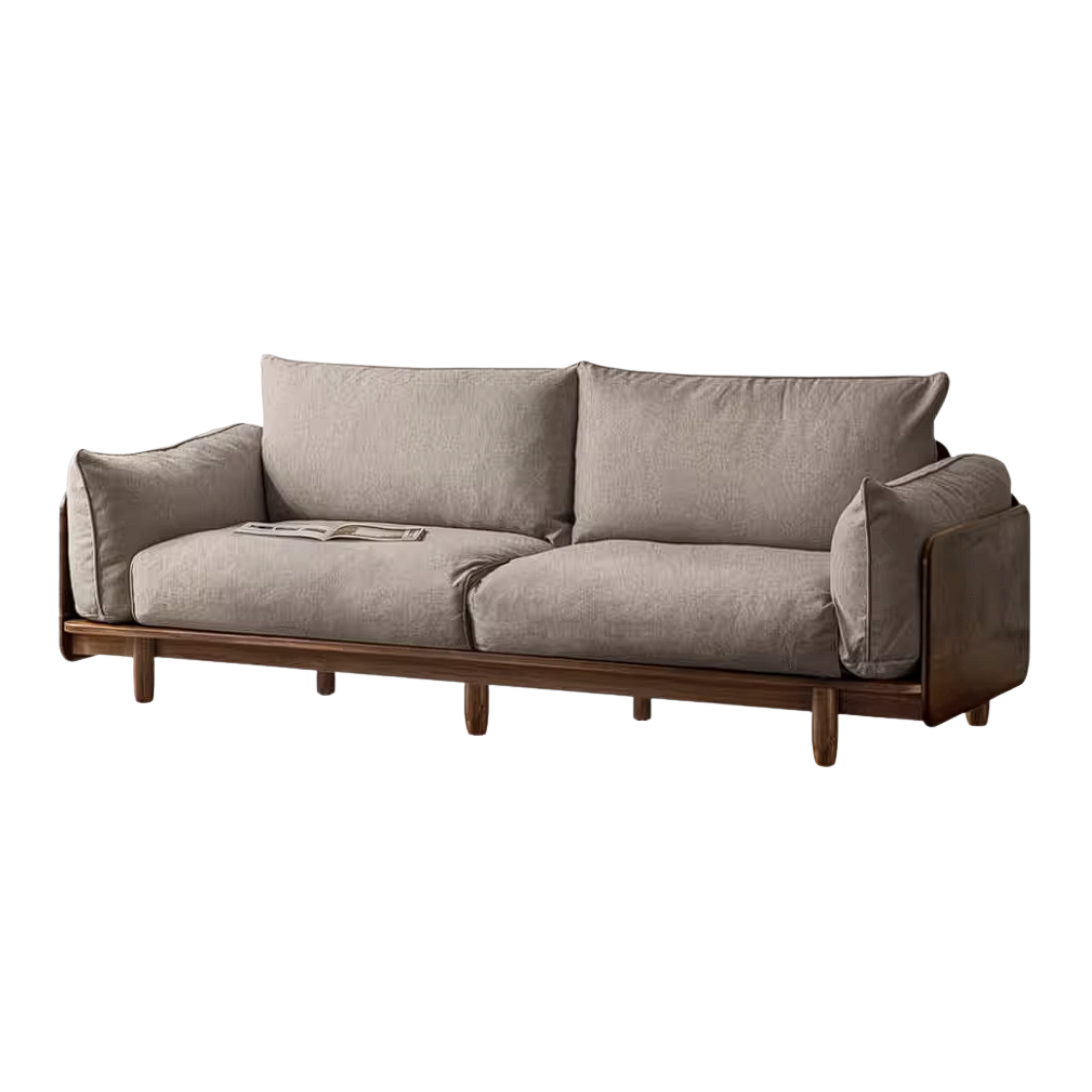 Black Walnut Solid Wood Sofa with Minimalist Design