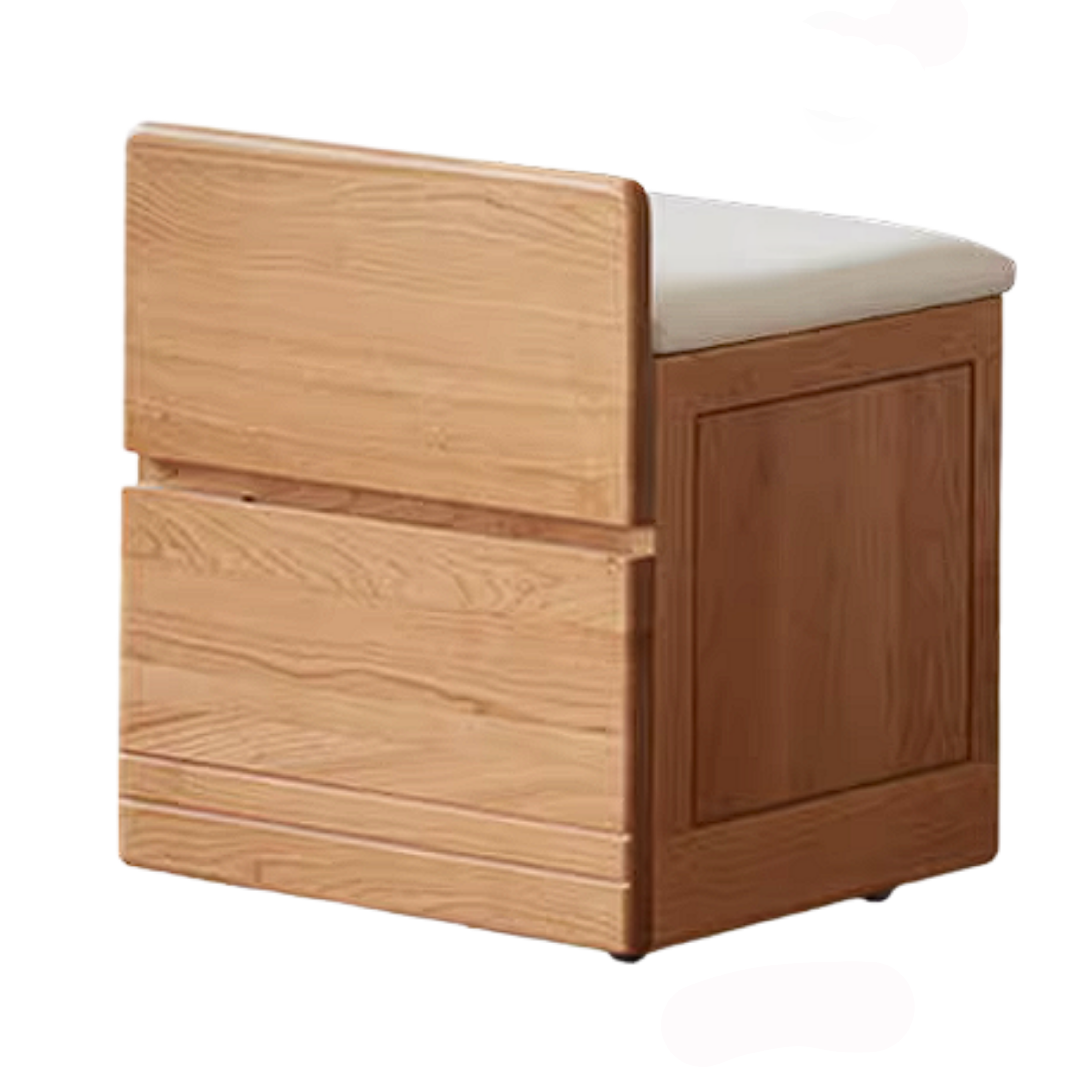 Oak, Ash, Black Walnut, Cherry Solid Wood Storage Vanity Stool with Upholstered Flip-Top Seat and Drawer