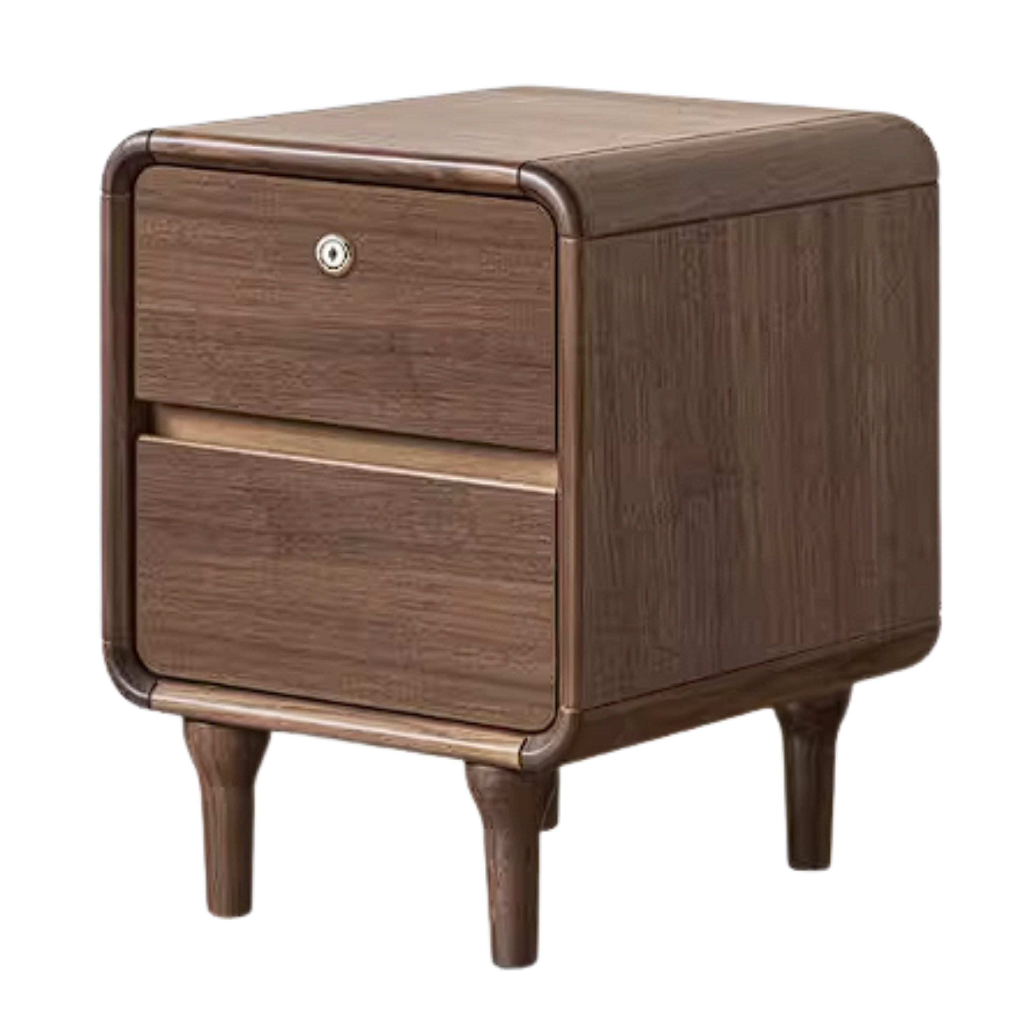 Sandalwood, Rosewood Solid Wood Nightstand with Lockable Storage Cabinet