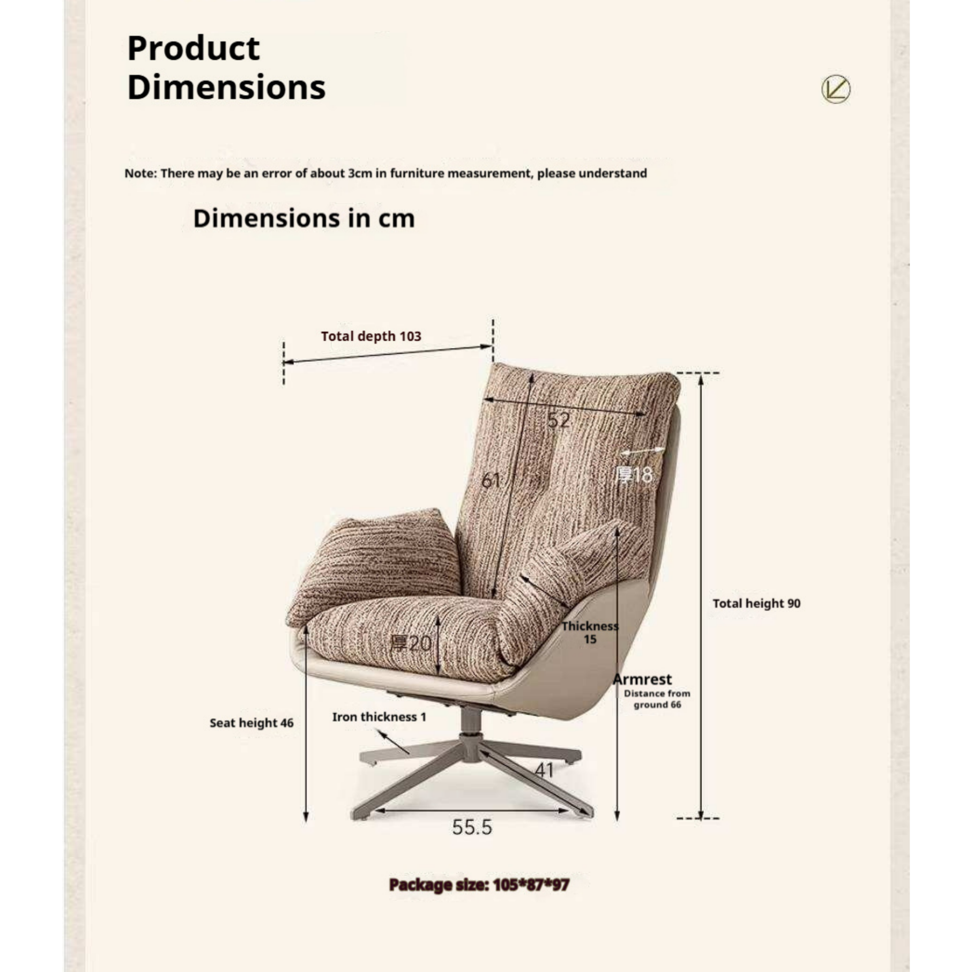 French Style Swivel Accent Chair with Removable Washable Fabric