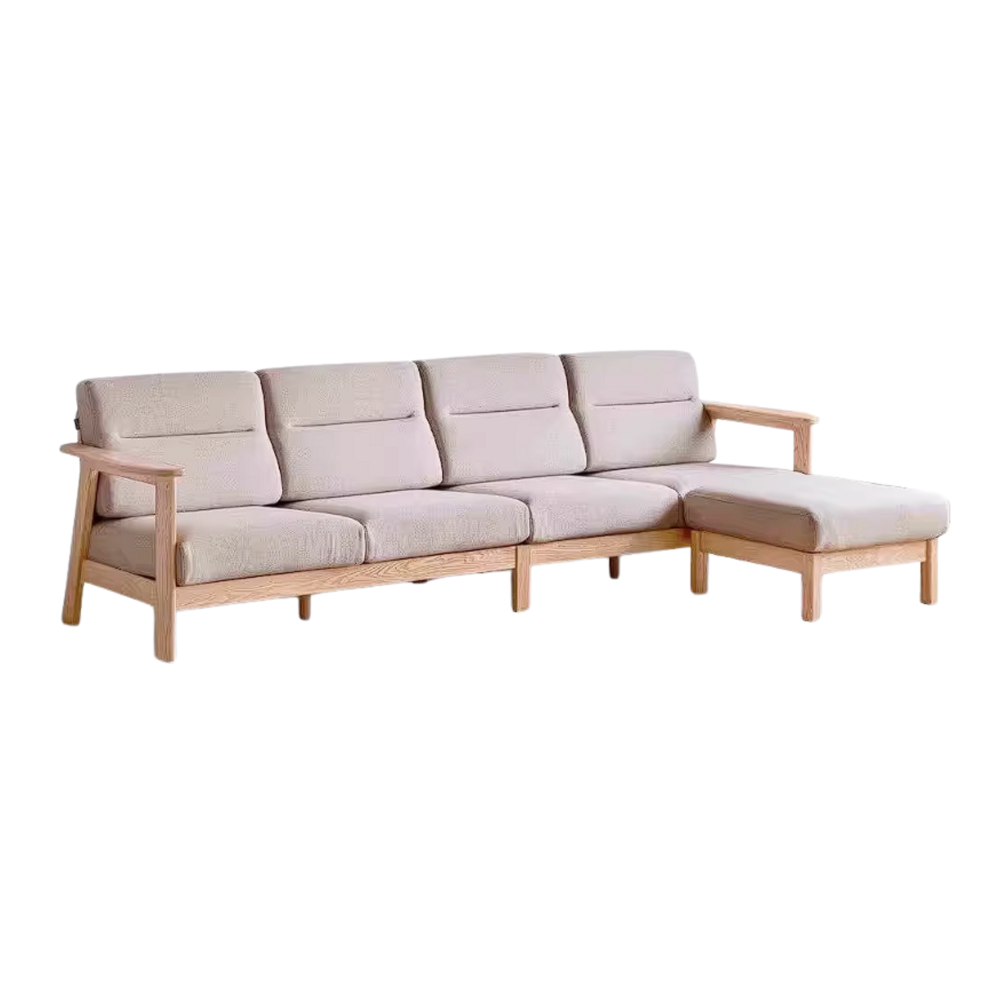 Ash Solid Wood Corner Sofa with Modern Casual Design