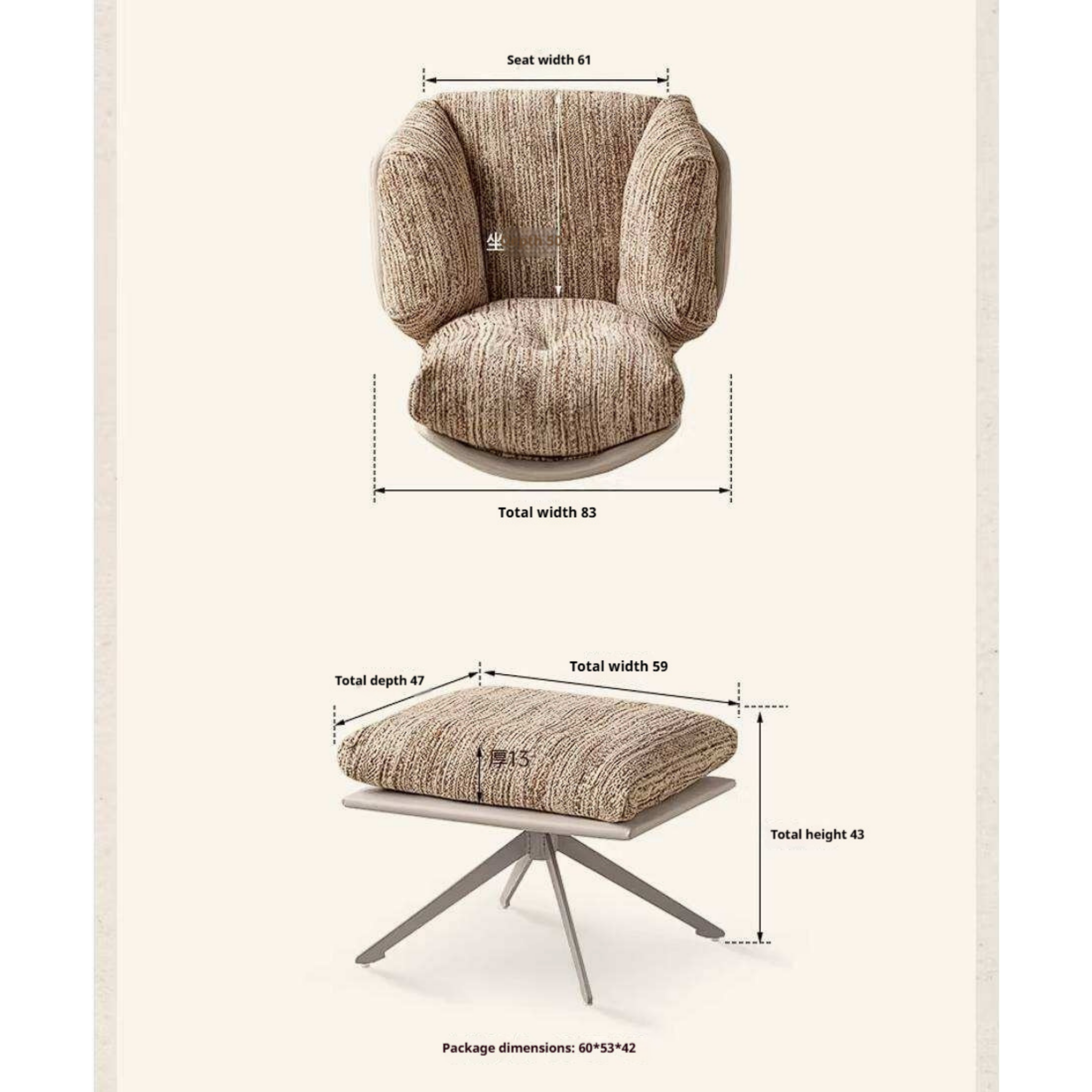 French Style Swivel Accent Chair with Removable Washable Fabric