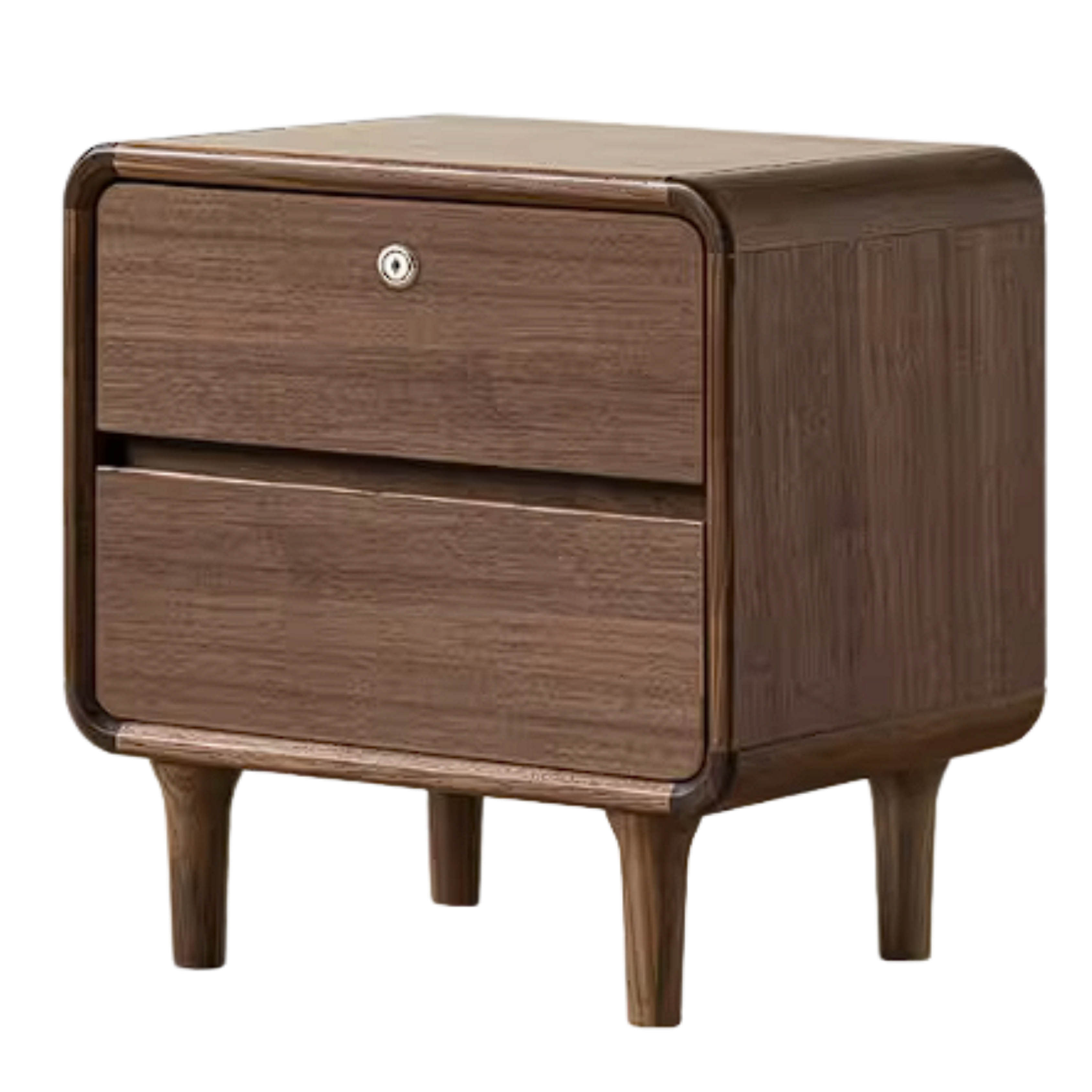 Sandalwood, Rosewood Solid Wood Nightstand with Lockable Storage Cabinet