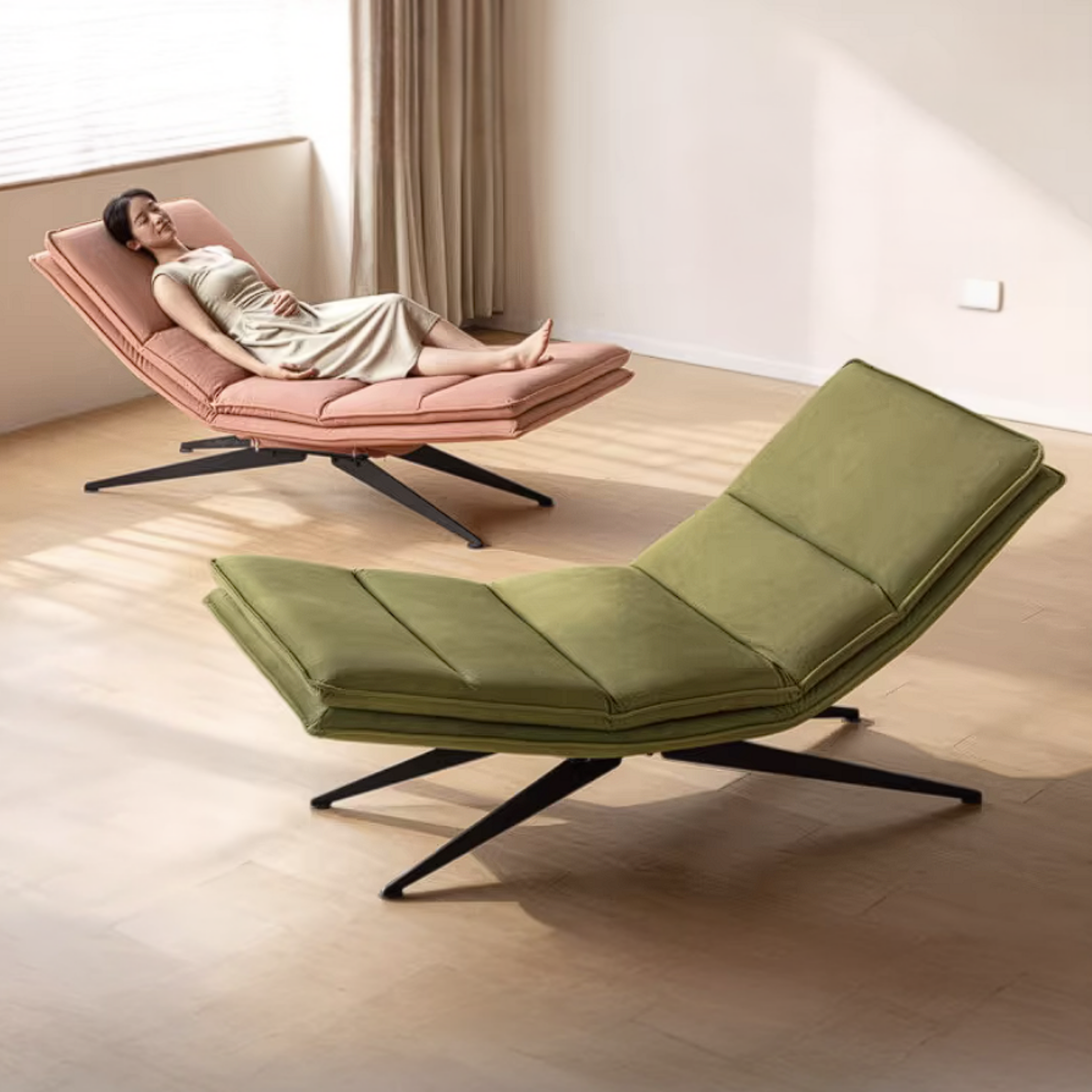 Modern Adjustable Power Reclining Chaise Lounge Chair for Yoga and Relaxation