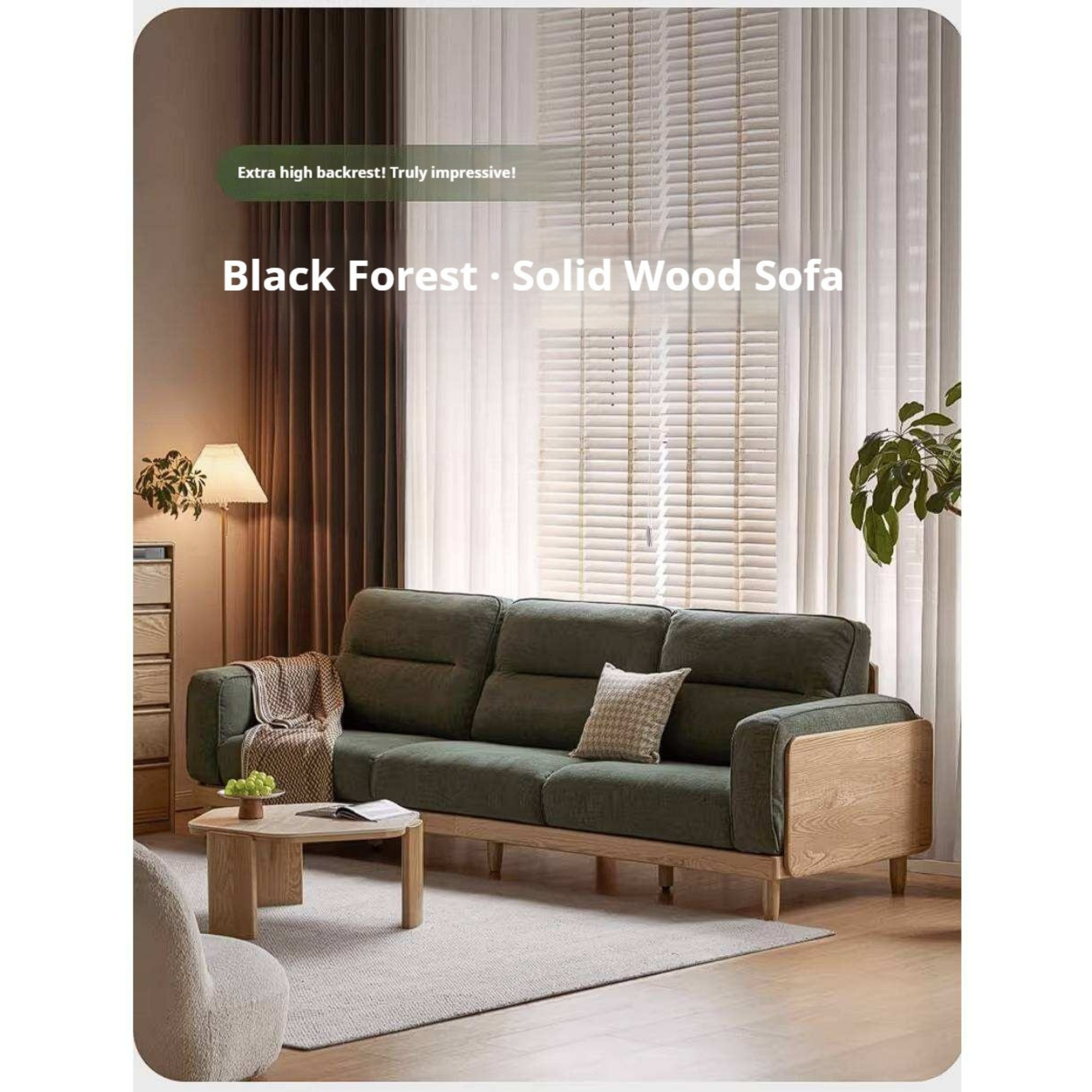 Oak, Ash Solid Wood Sofa with Exposed Wood Frame Arms