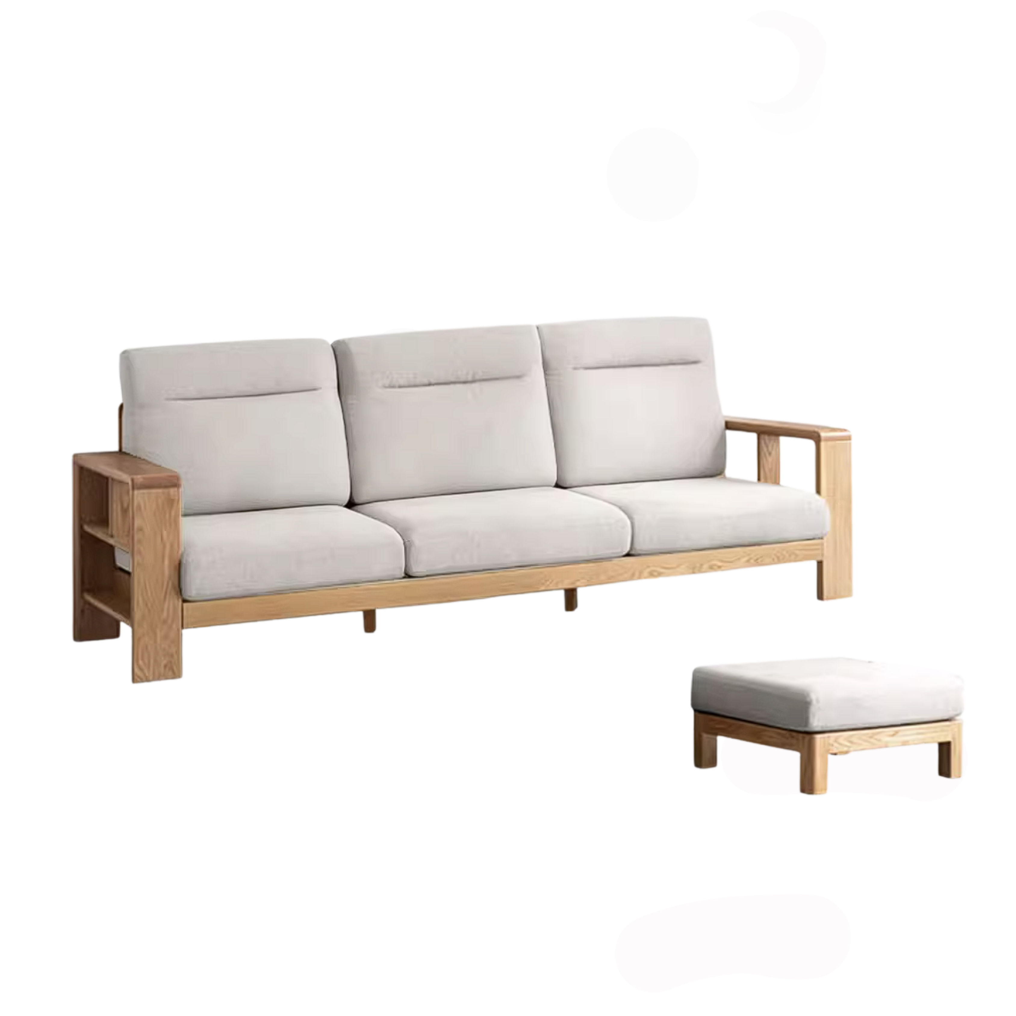 Oak Solid Wood Corner Sofa with Modern Fabric Upholstery