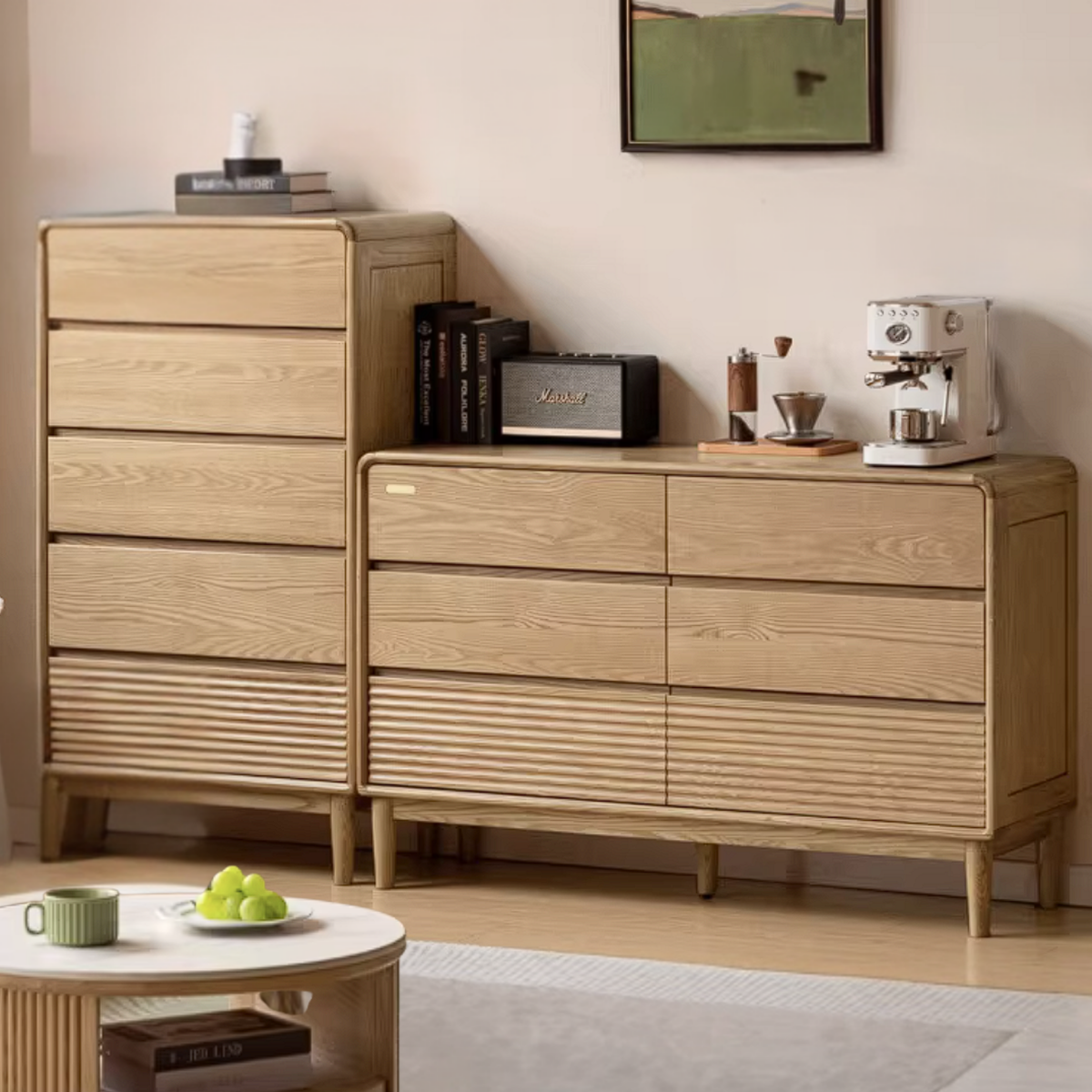 Ash Solid Wood Chest of Drawers with Modern Minimalist Design