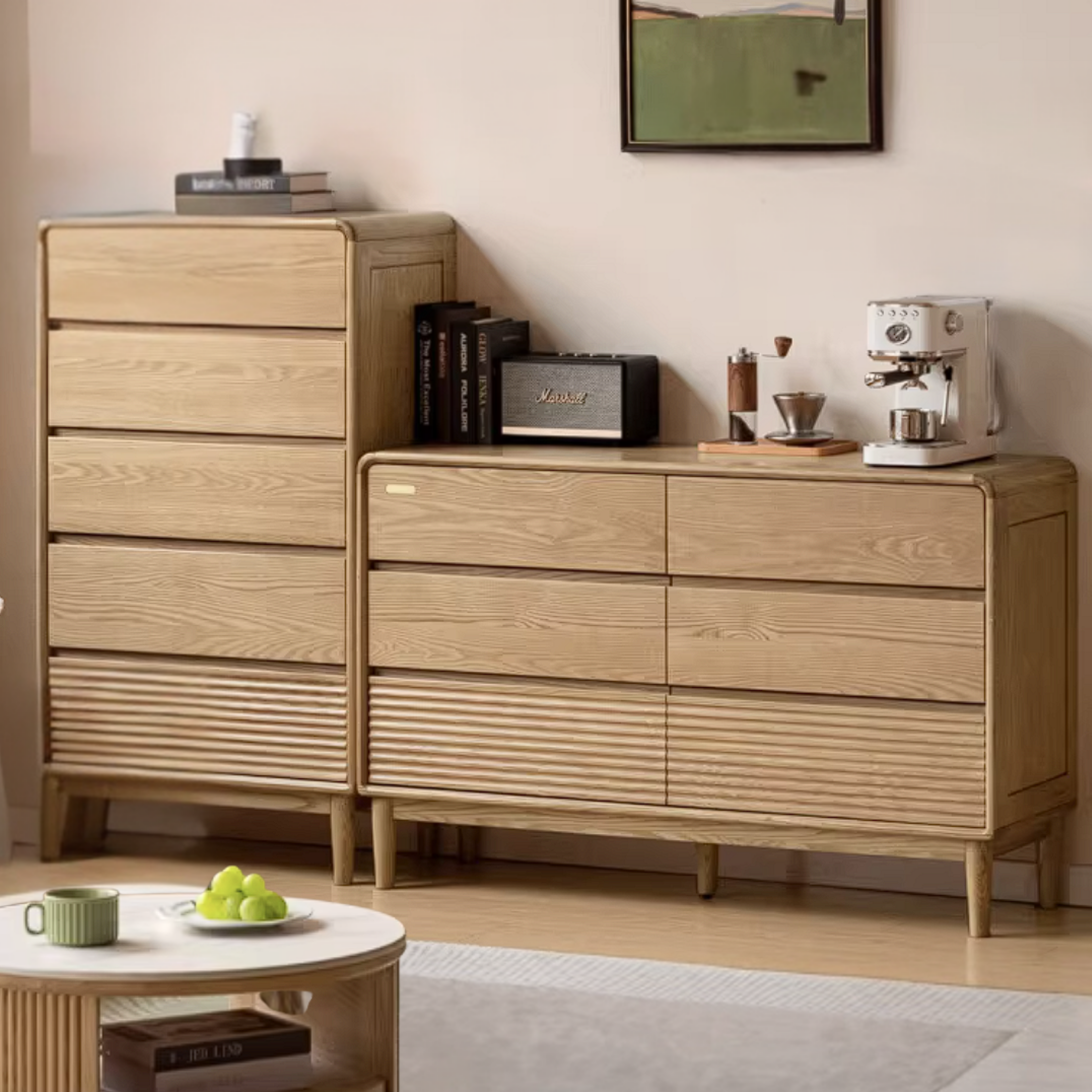 Ash Solid Wood Chest of Drawers with Modern Minimalist Design
