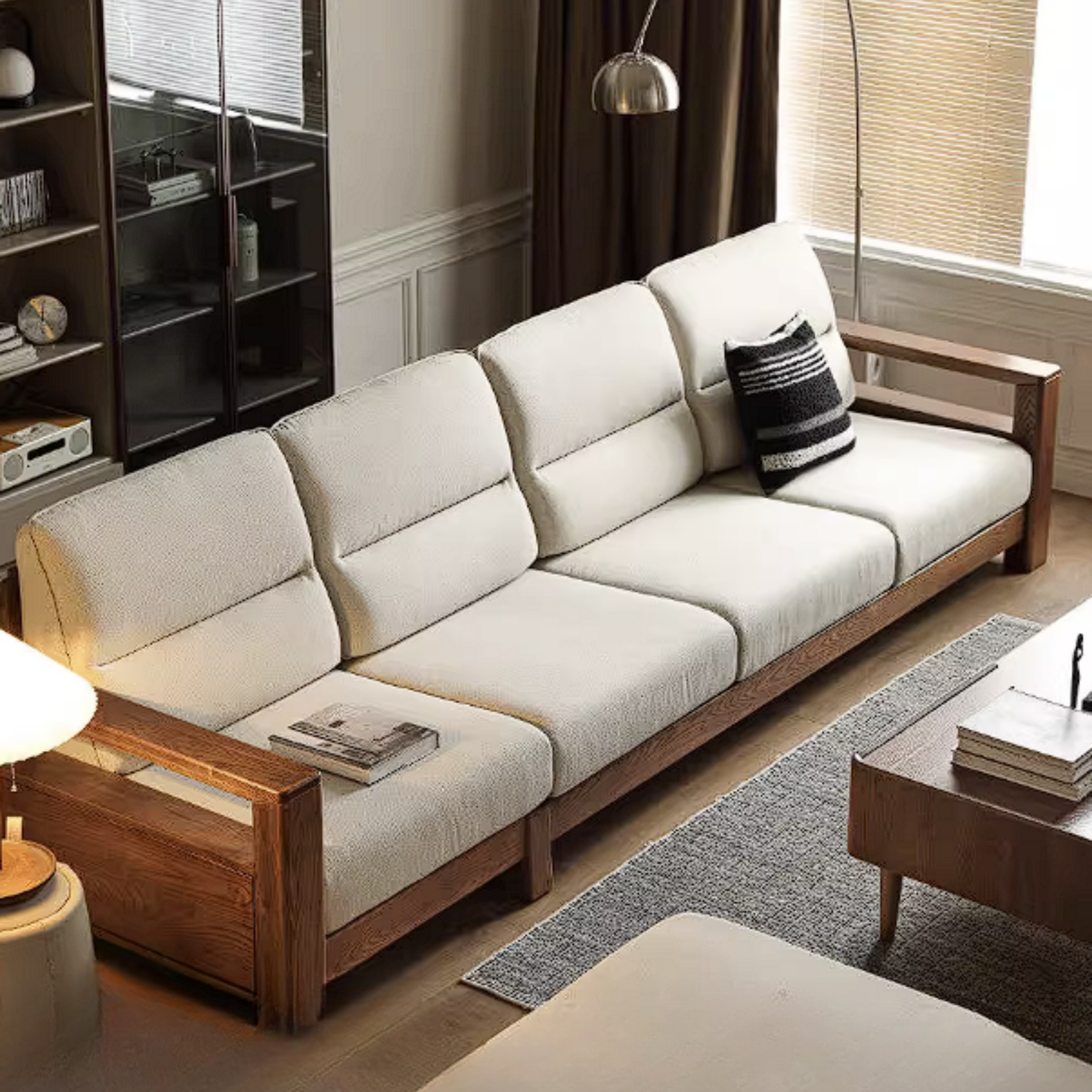 Ash Solid Wood Corner Sofa with Modern Casual Design