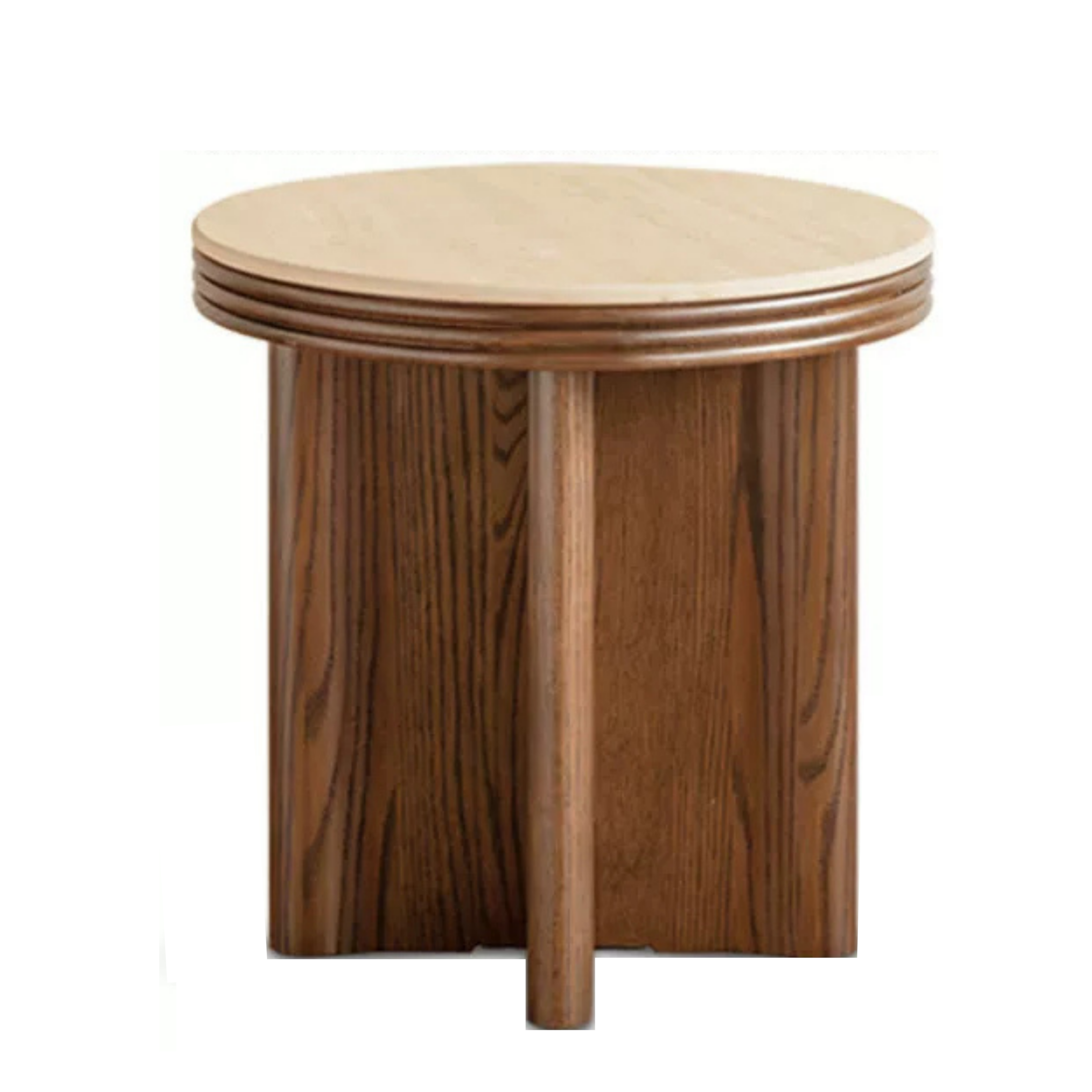 Oak Solid Wood Round Nesting Coffee Table with Stone Surface