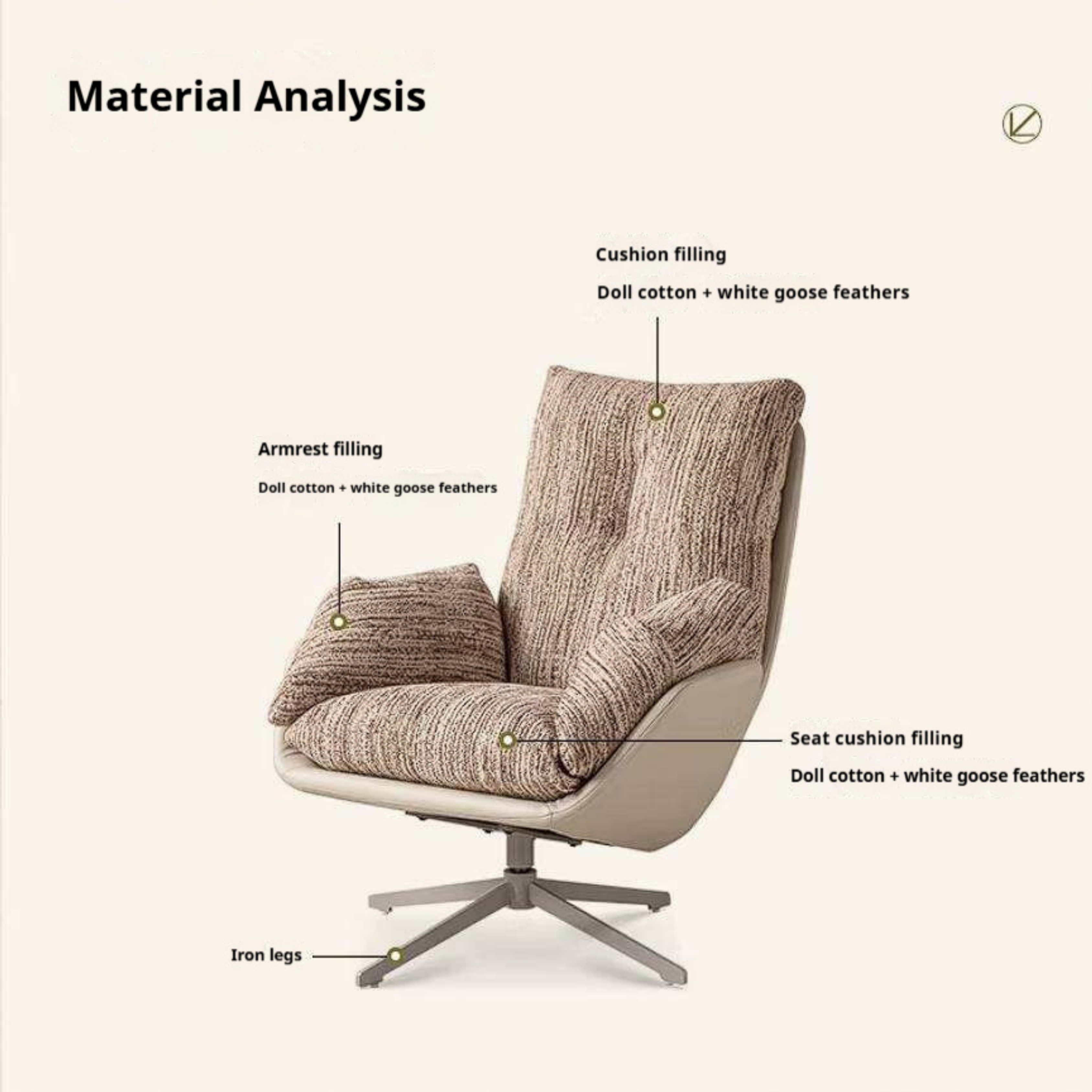 French Style Swivel Accent Chair with Removable Washable Fabric