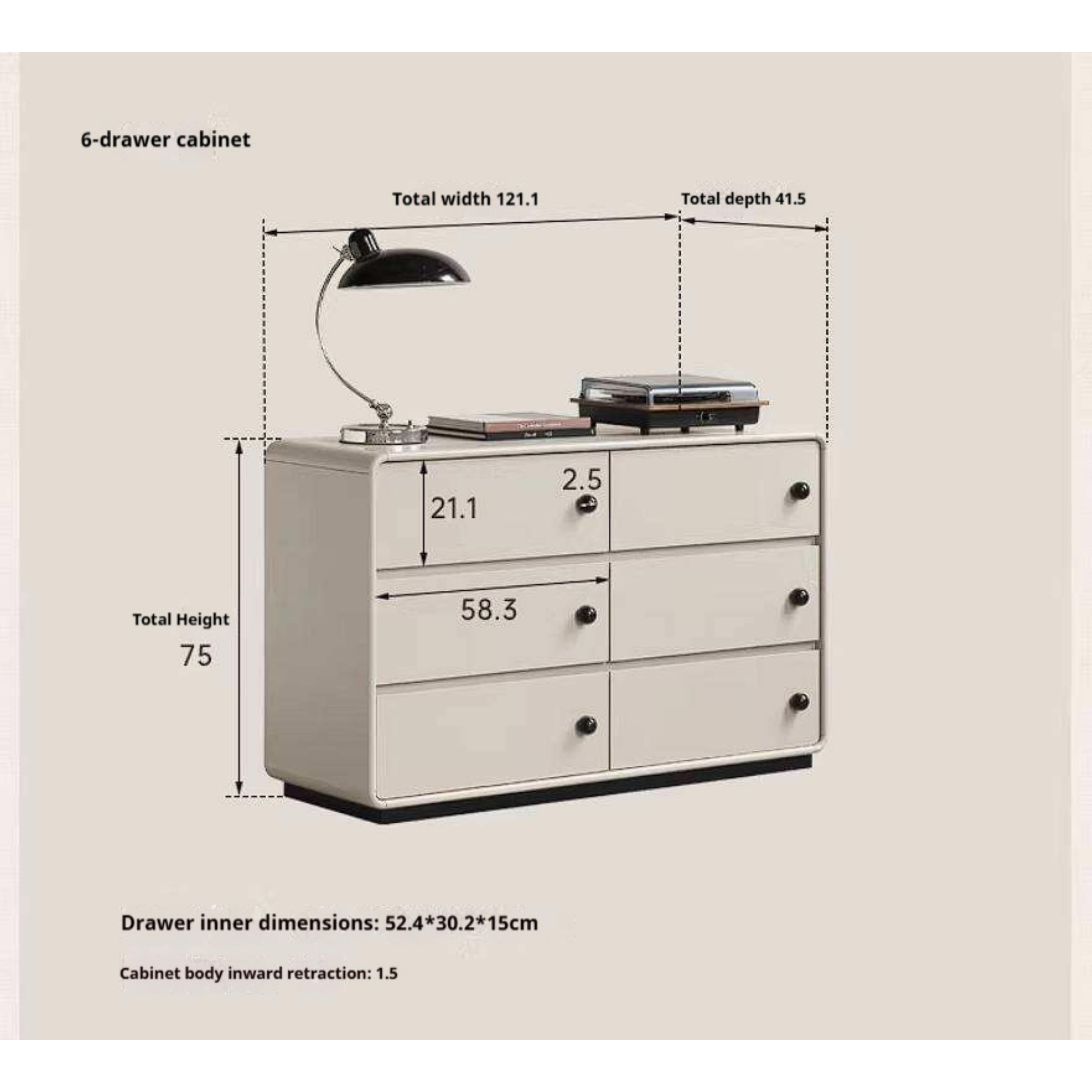 Rubberwood Solid Contemporary Two-Tone Dresser with Rounded Edge Frame and Minimalist Modular Design