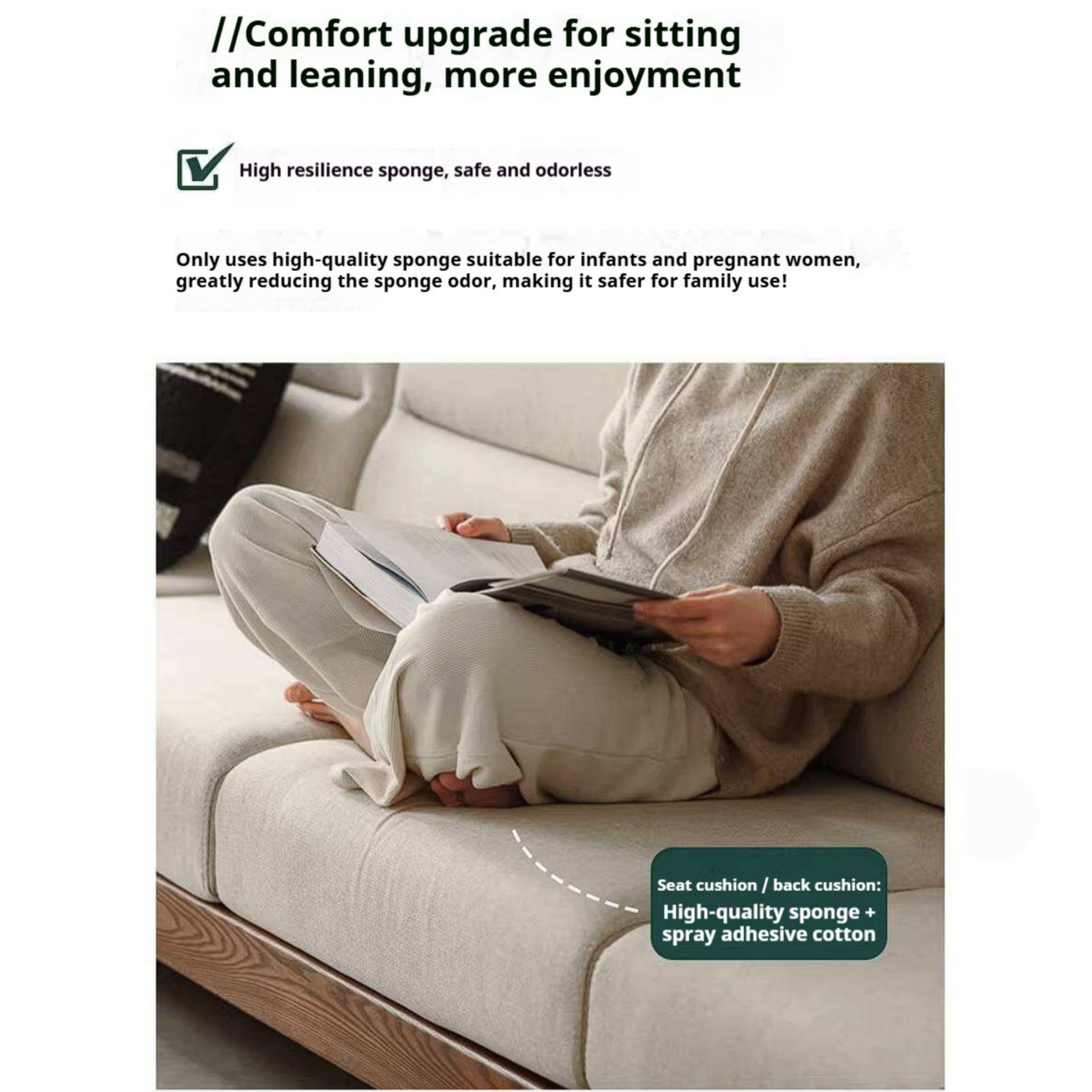 Ash Solid Wood Corner Sofa with Modern Casual Design