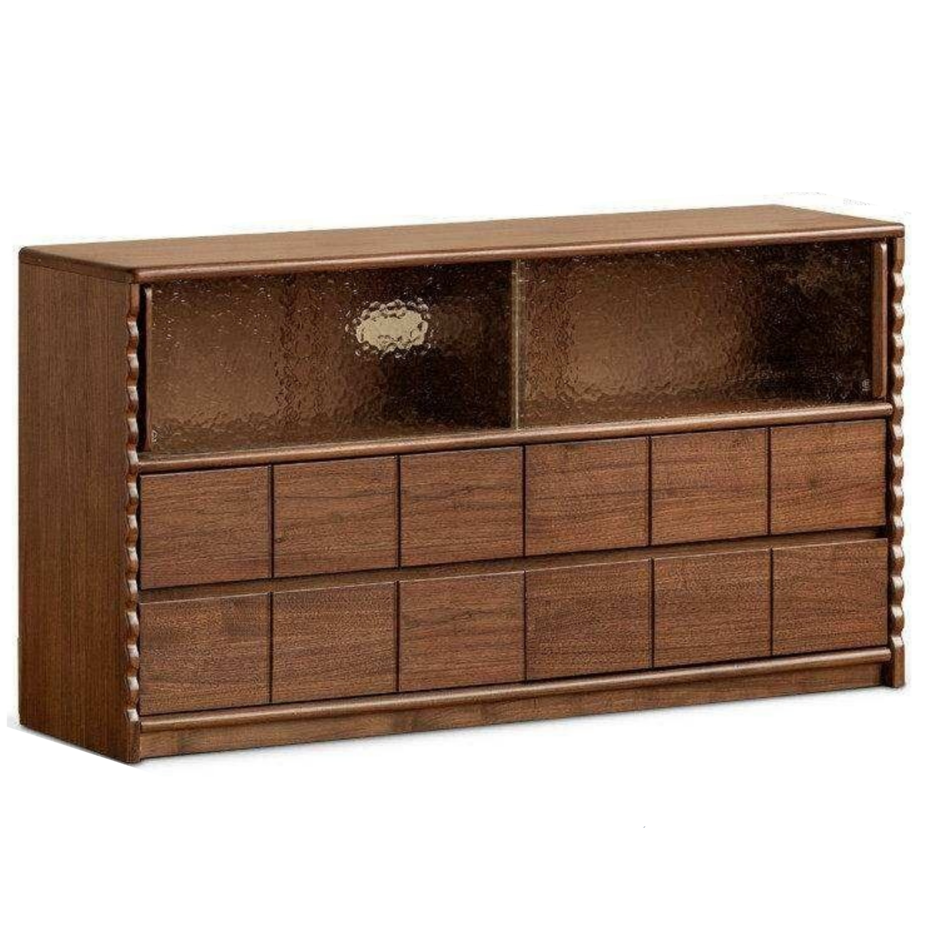 Black Walnut Solid Wood Tall TV Cabinet  Modular Sideboard, Mid Century Gallery Style Storage Cabinet with Fluted Details