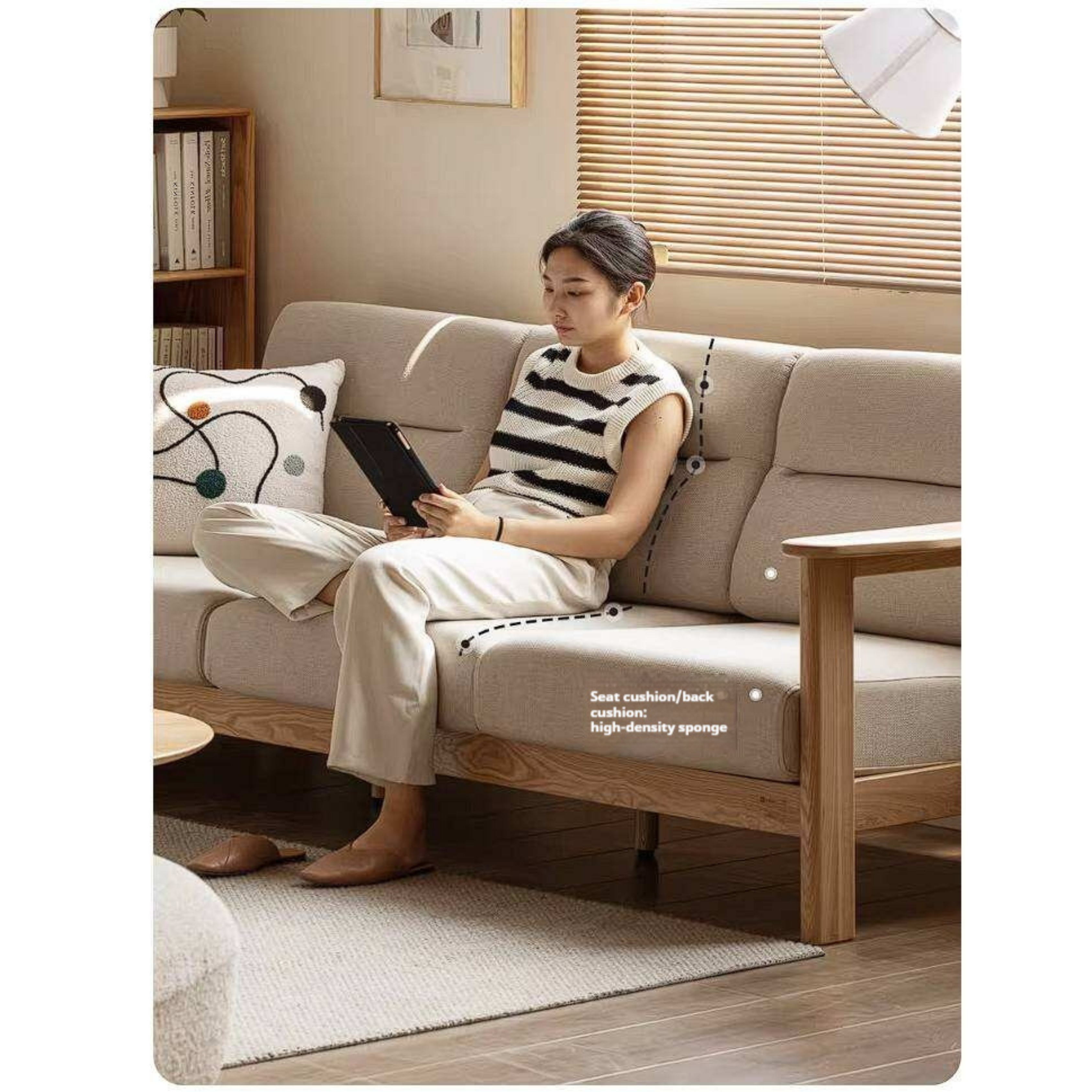 Ash Solid Wood Corner Sofa with Modern Casual Design