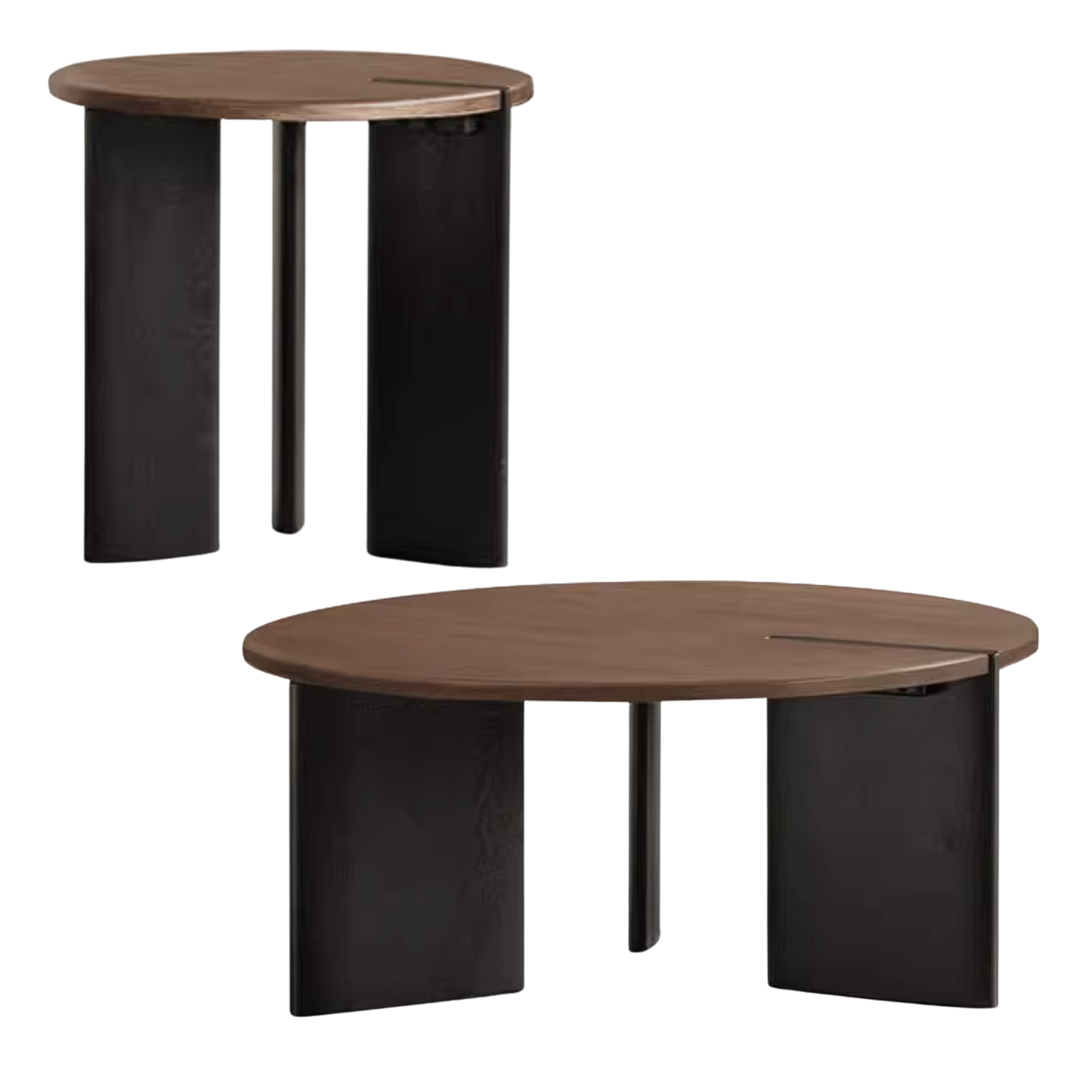 Sandalwood, Golden Pear Solid Wood Round Coffee Table with Italian Modern Design