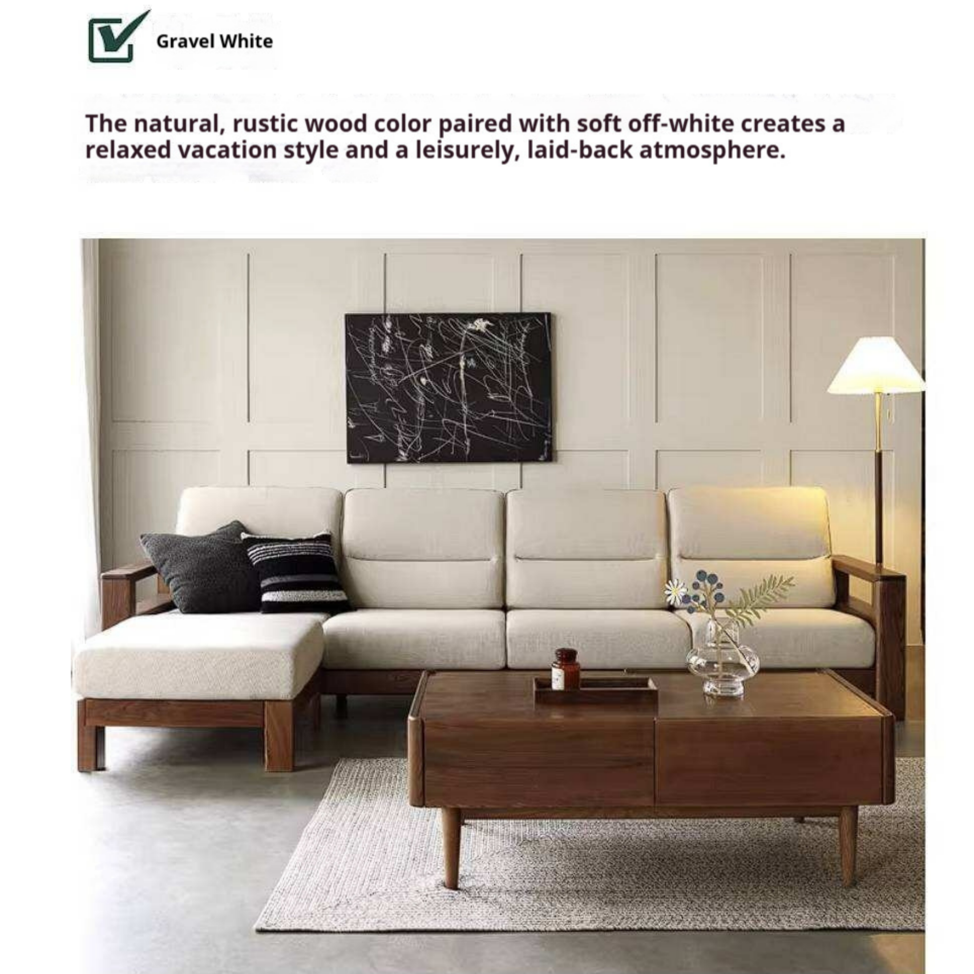 Ash Solid Wood Corner Sofa with Modern Casual Design