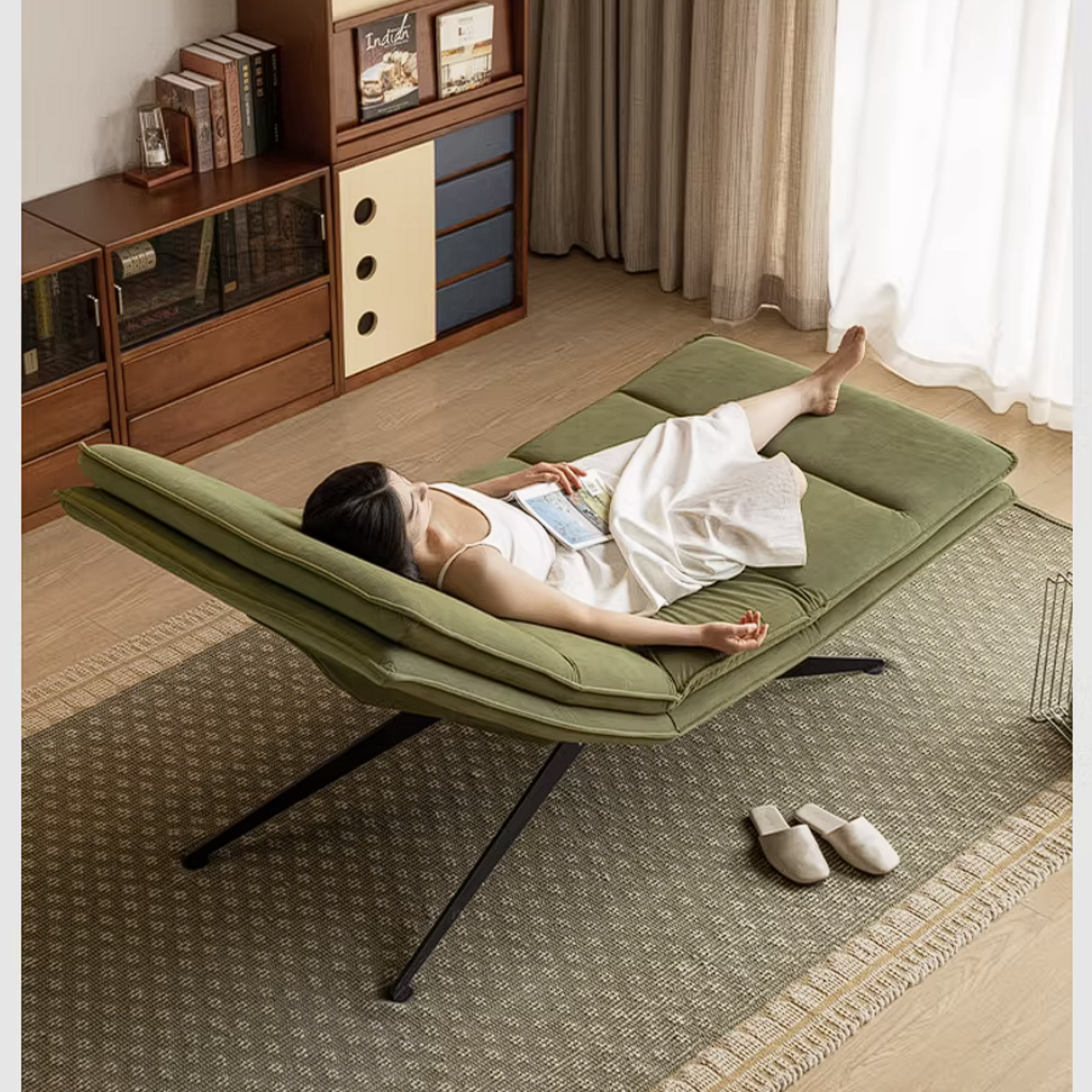 Modern Adjustable Power Reclining Chaise Lounge Chair for Yoga and Relaxation