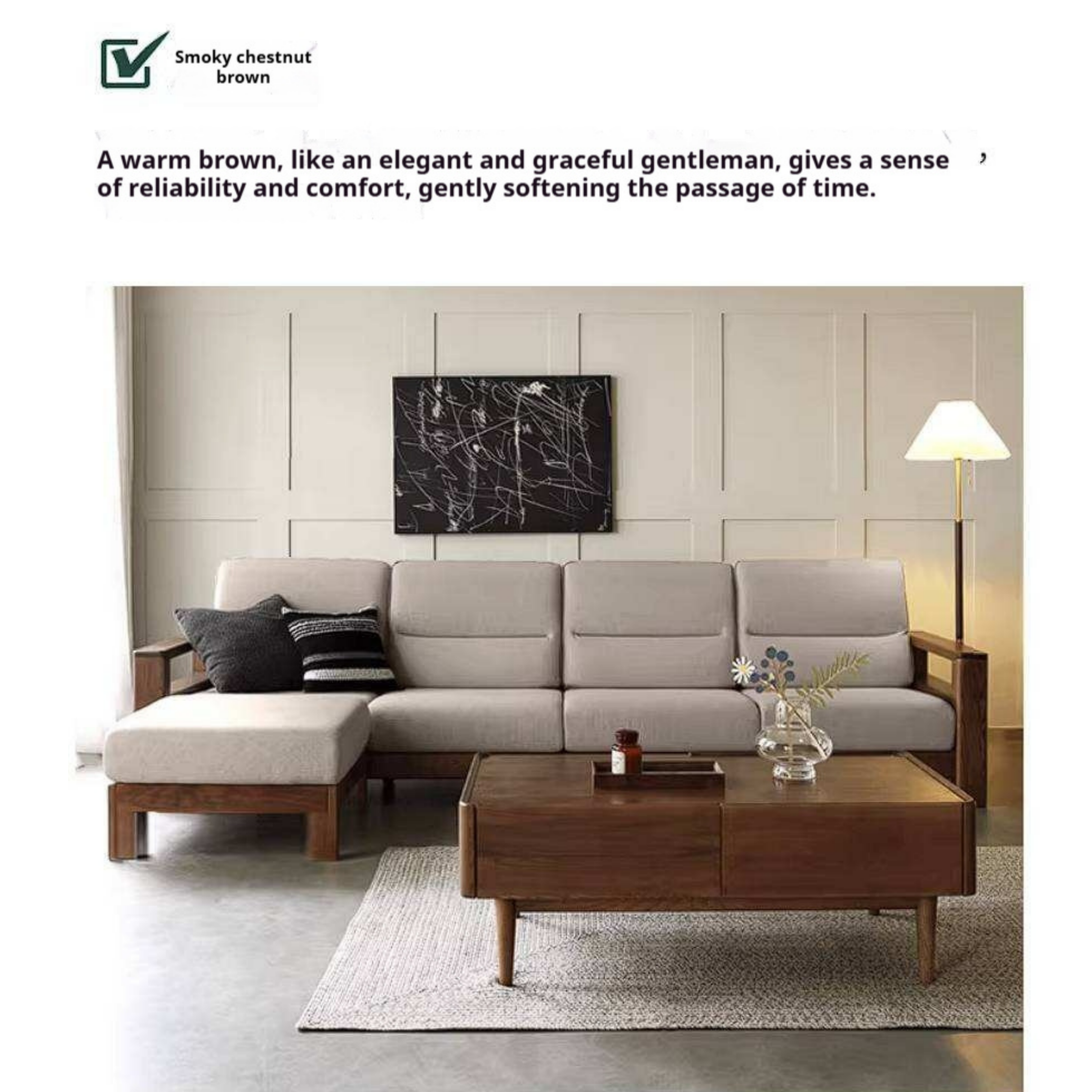 Ash Solid Wood Corner Sofa with Modern Casual Design