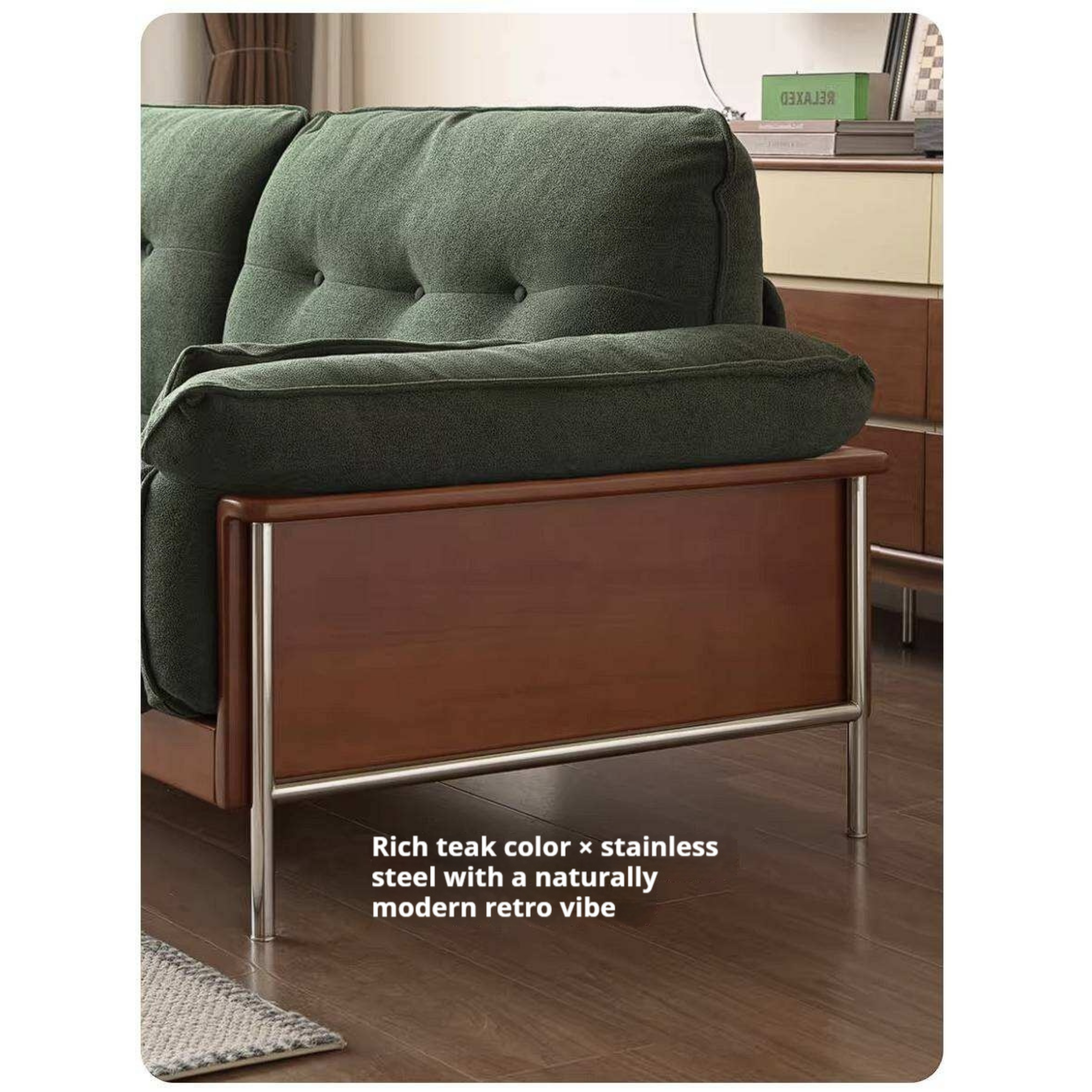 Poplar Solid Wood Sofa with Mid Century Inspired Design