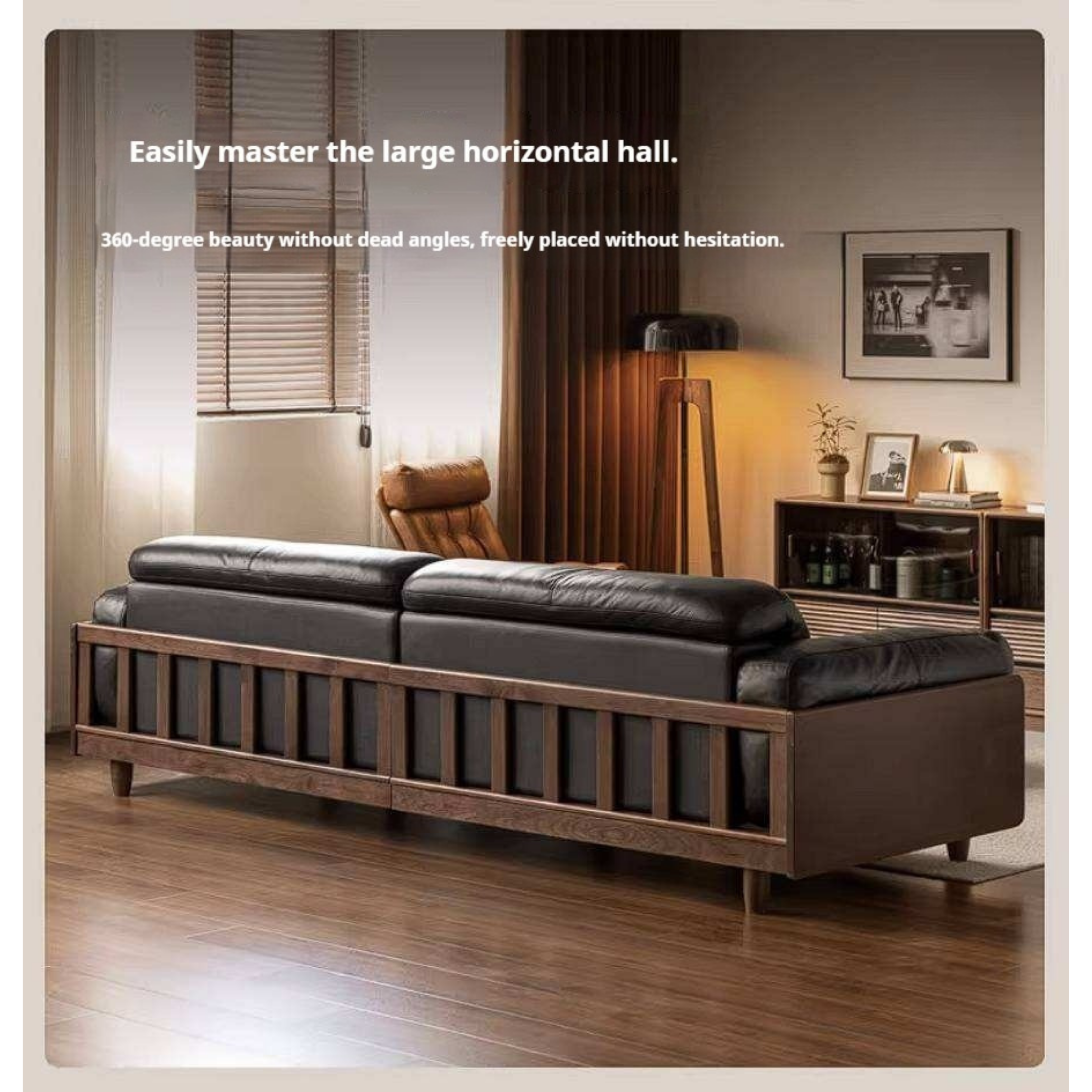 Golden Pear Solid Wood Genuine leather Sofa with Italian Light Luxury Design