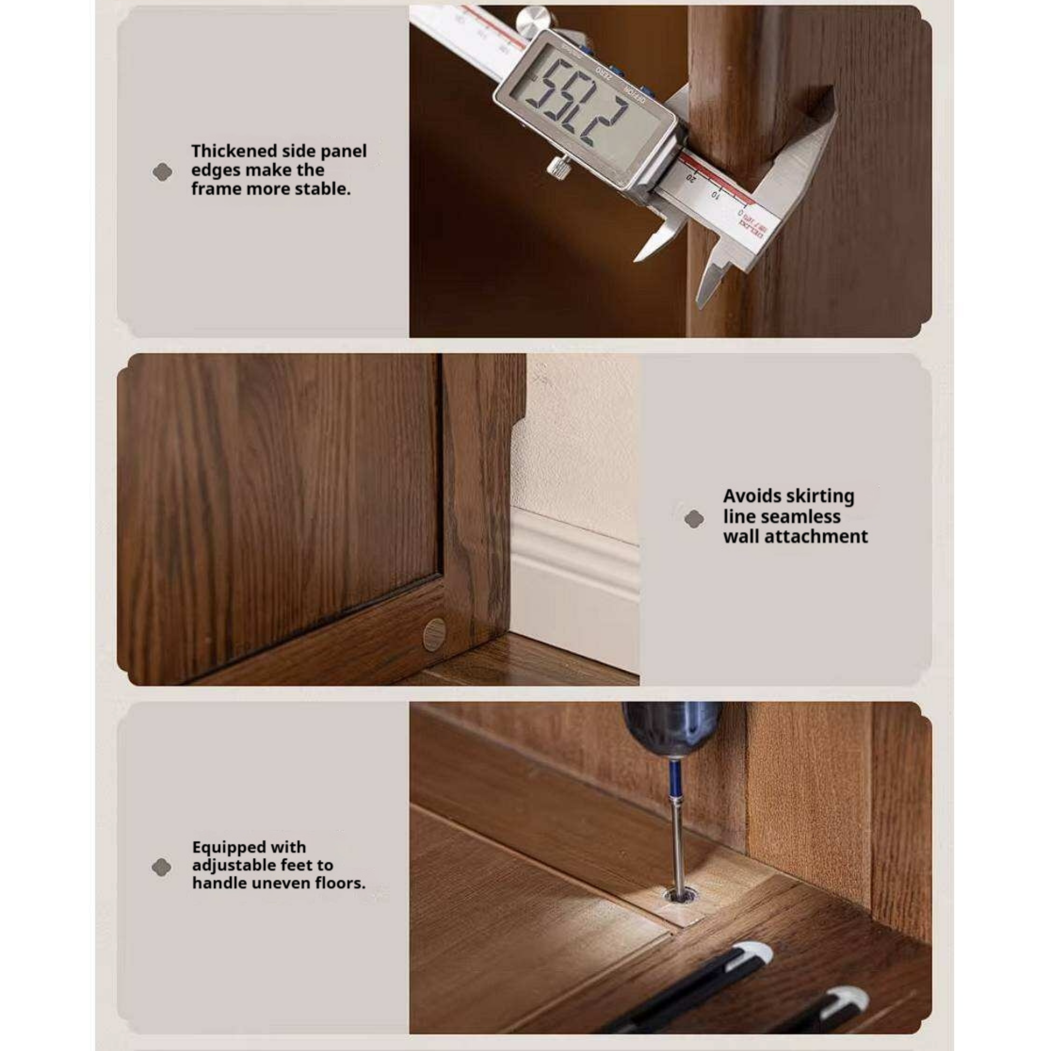 Oak Solid Wood Wardrobe with Songshi Aesthetic Storage Design