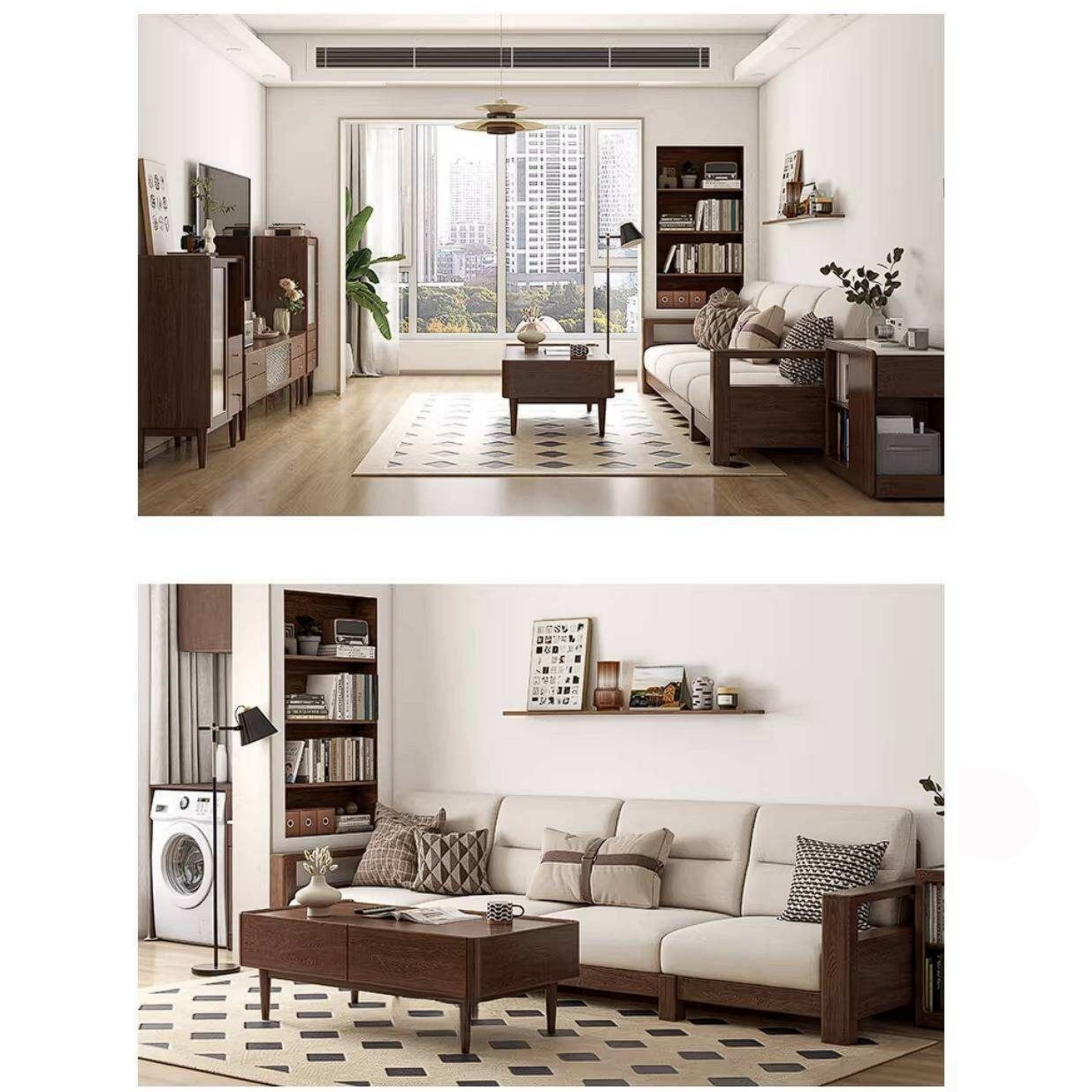 Ash Solid Wood Corner Sofa with Modern Casual Design