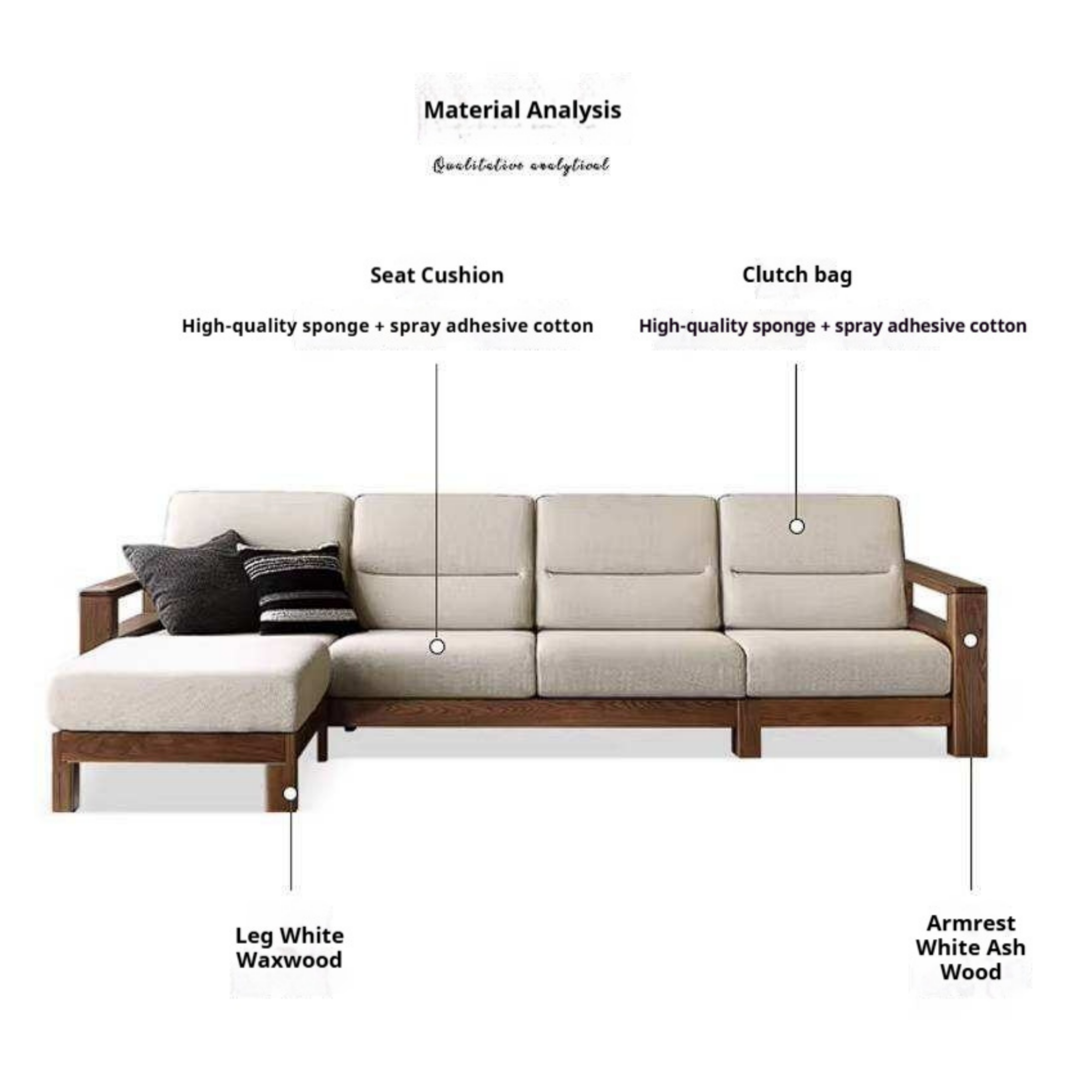 Ash Solid Wood Corner Sofa with Modern Casual Design