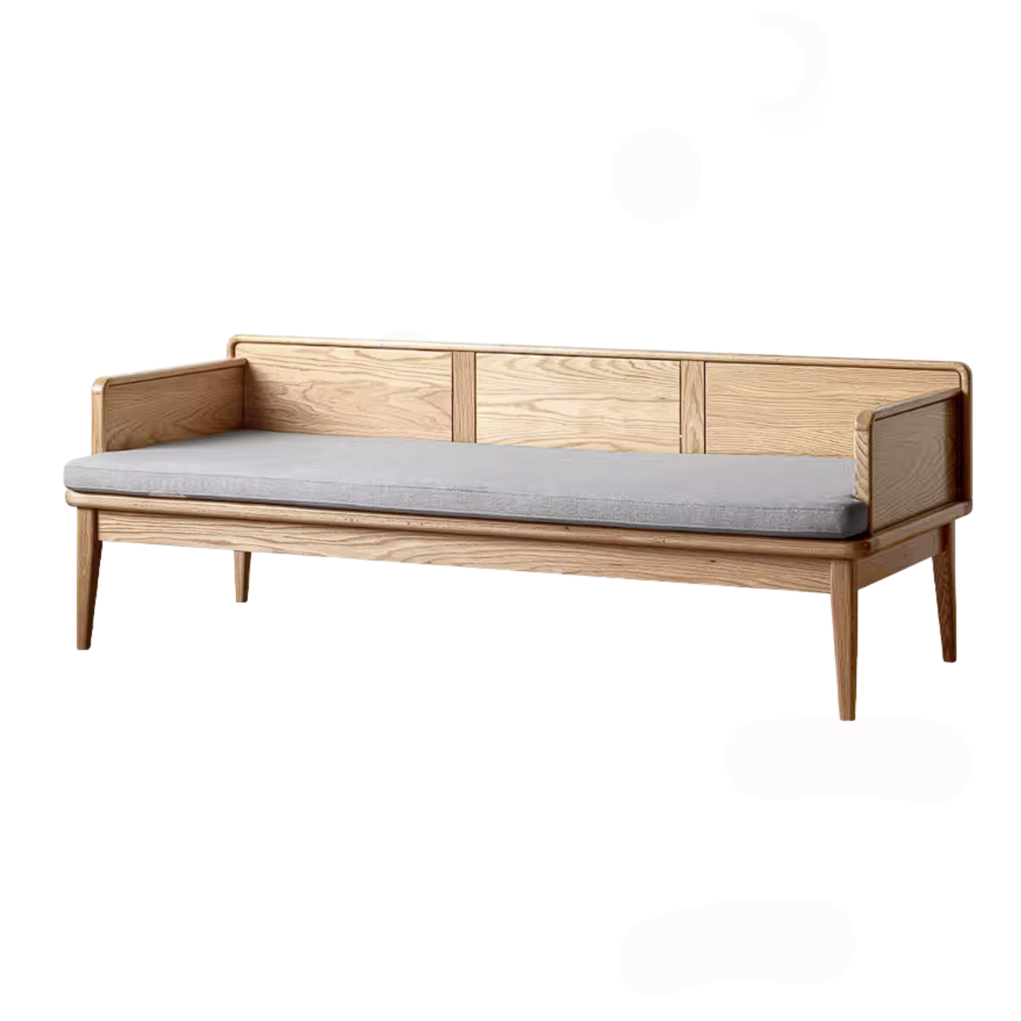 Oak Solid Wood Convertible Sofa Bed with Clean Frame Design