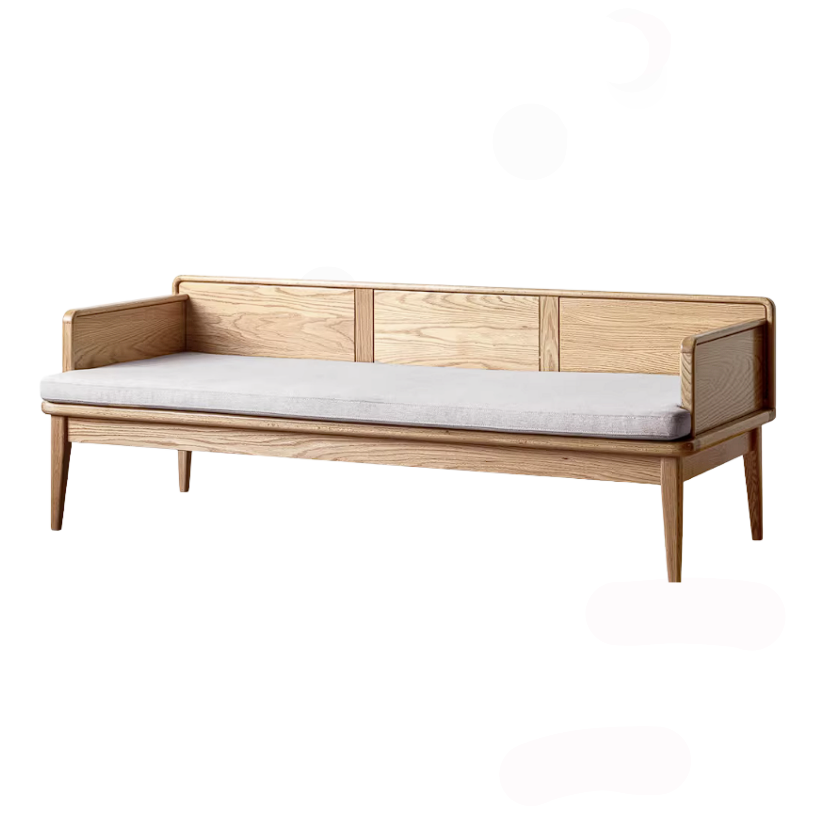 Oak Solid Wood Convertible Sofa Bed with Clean Frame Design