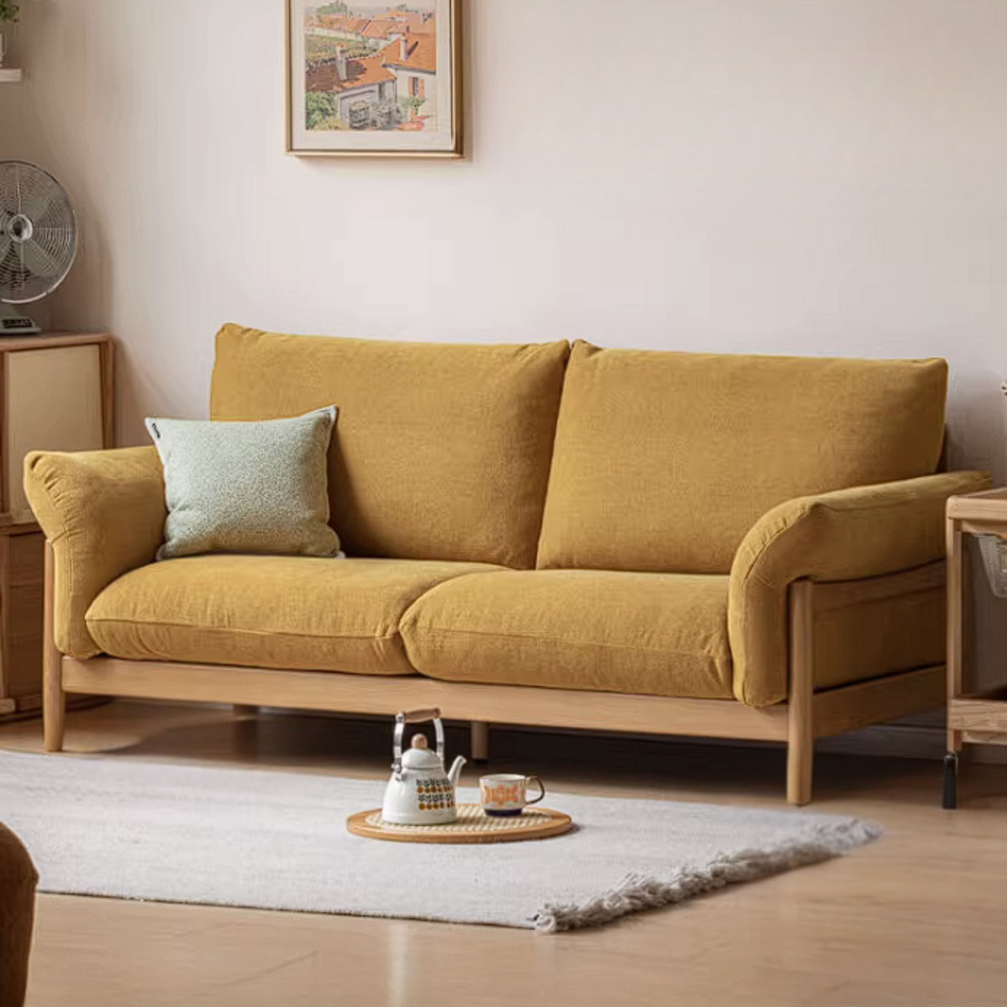 Beech Solid Wood Sofa with Modern Minimalist Design