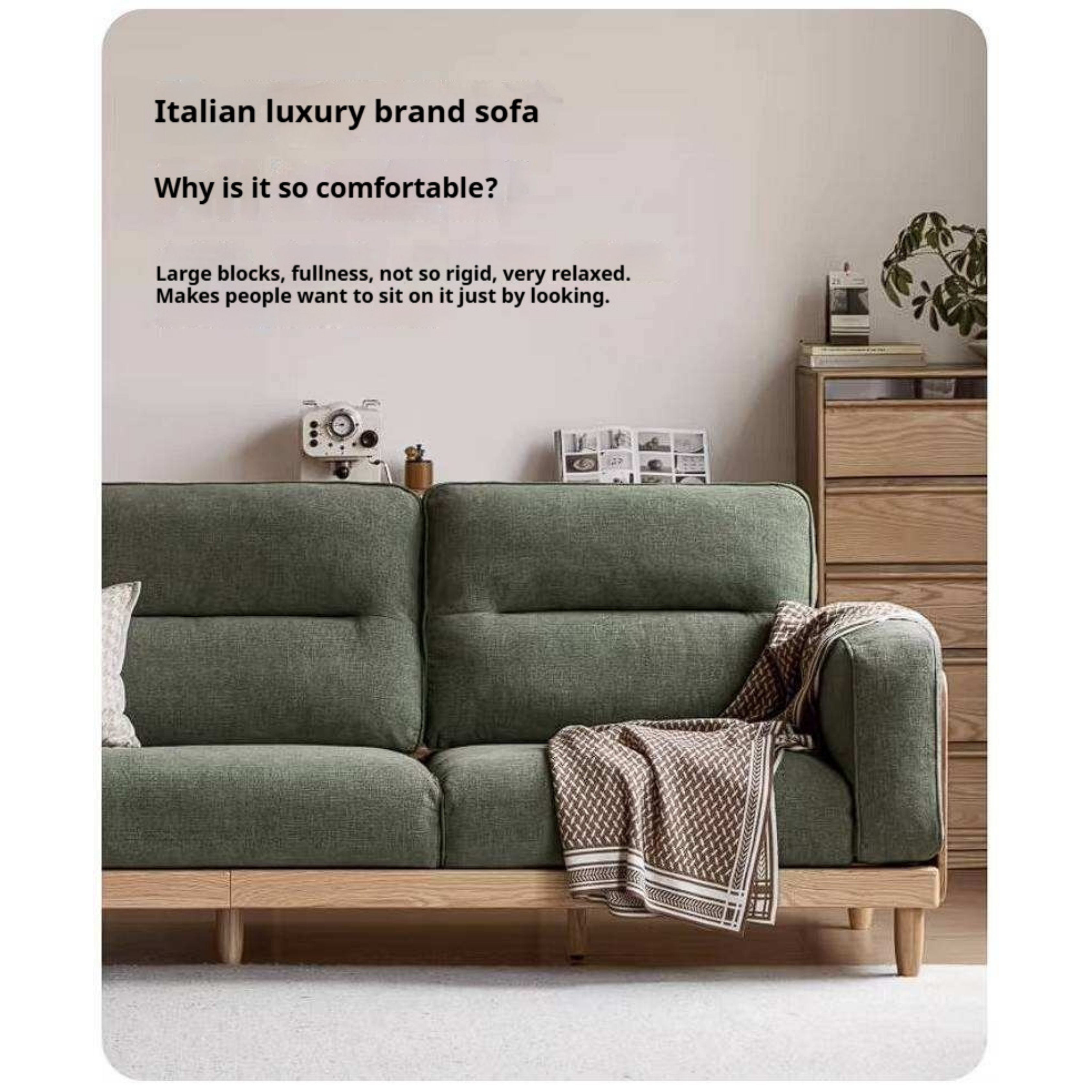 Oak, Ash Solid Wood Sofa with Exposed Wood Frame Arms