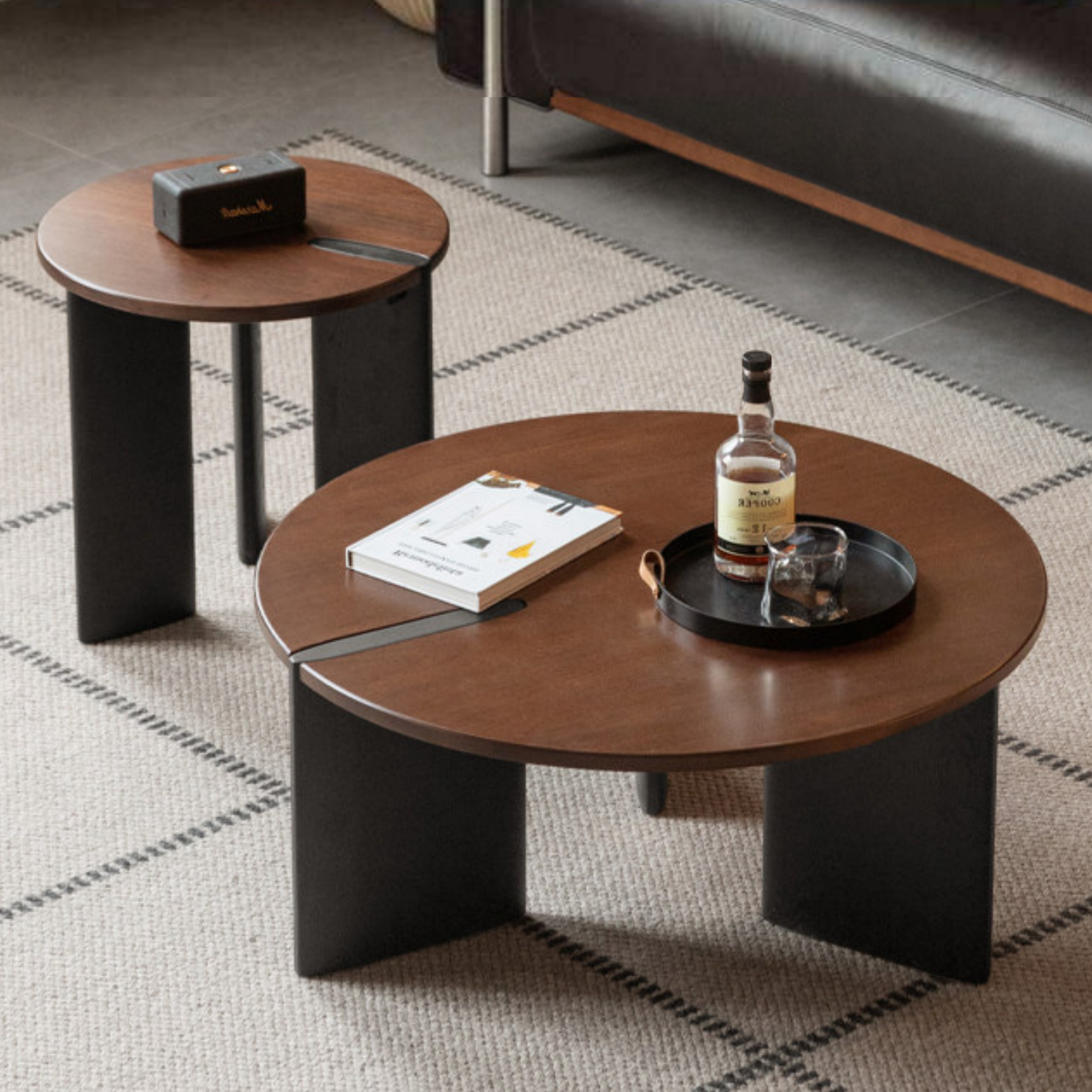 Sandalwood, Golden Pear Solid Wood Round Coffee Table with Italian Modern Design