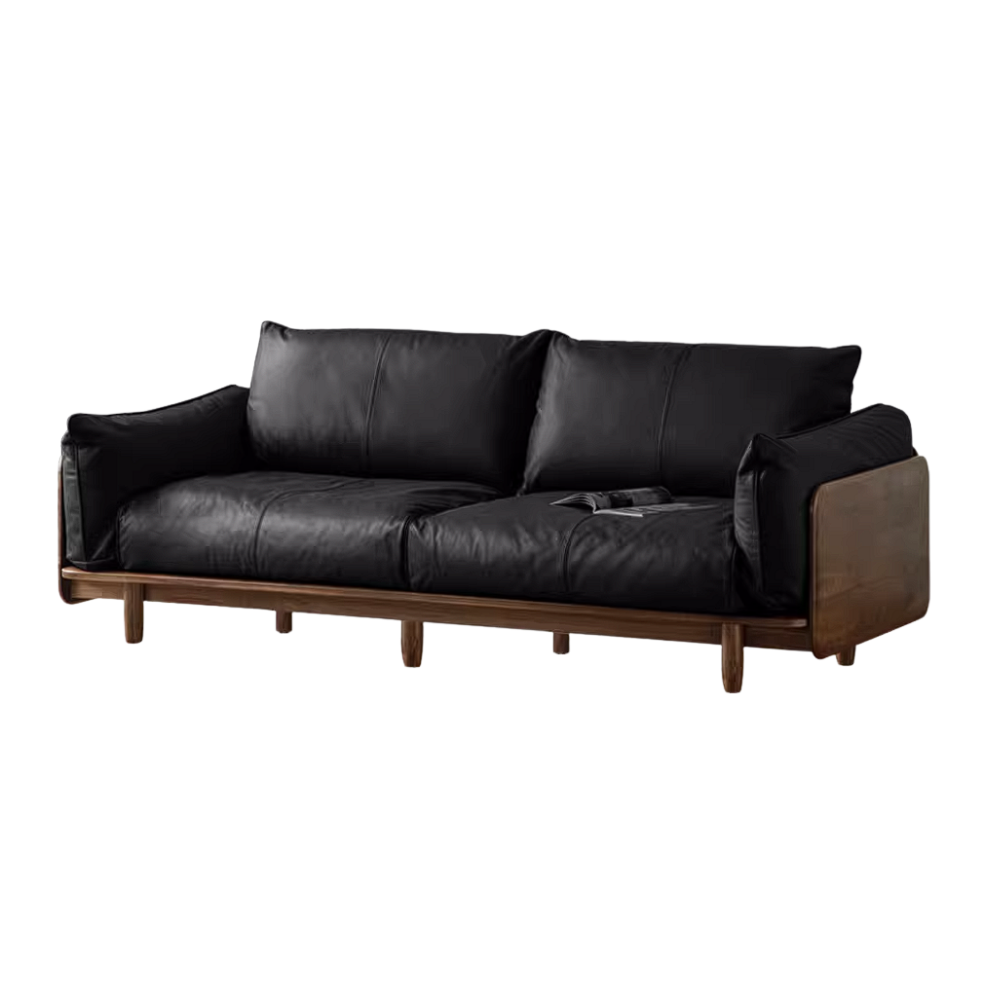 Black Walnut Solid Wood Sofa with Minimalist Design