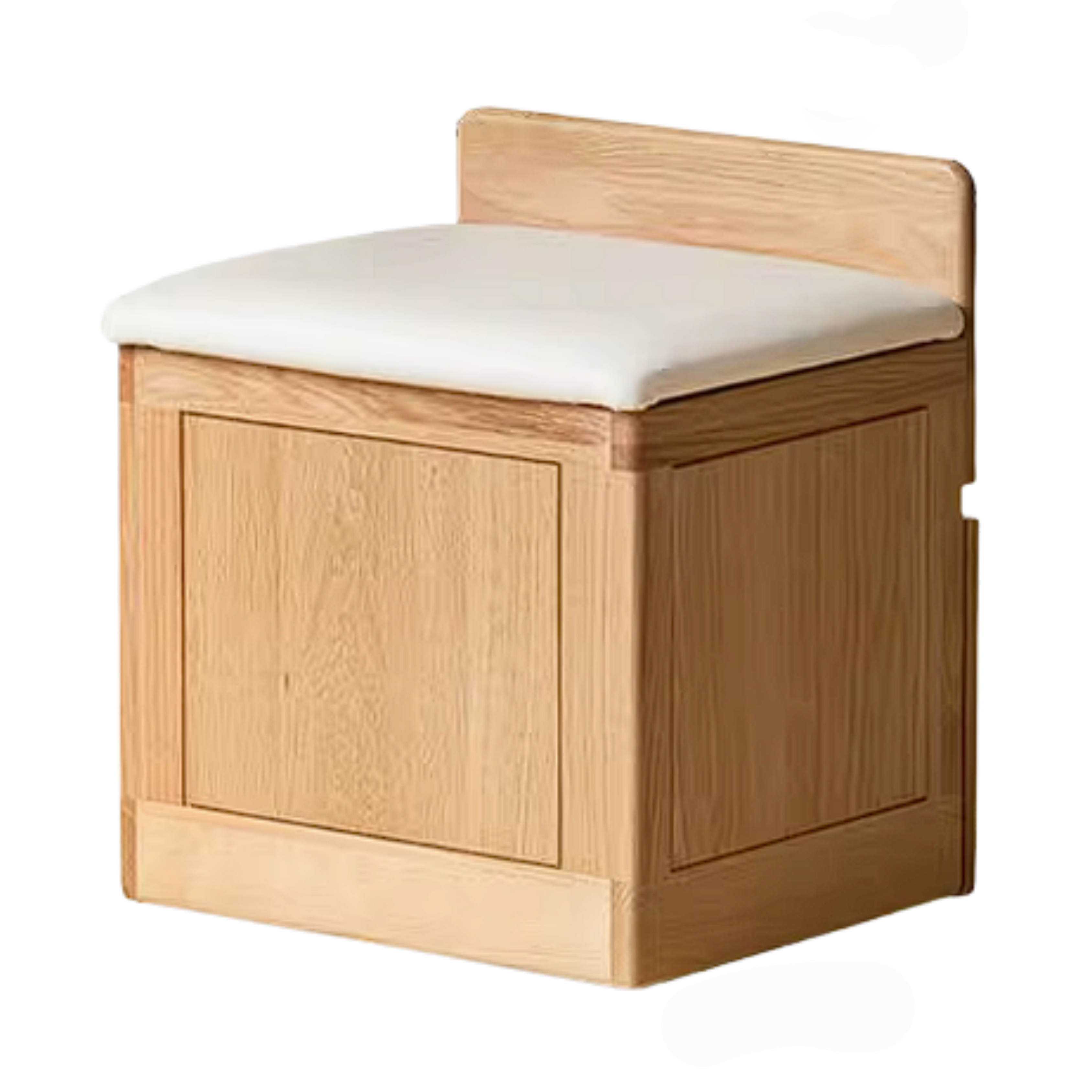 Oak, Ash, Black Walnut, Cherry Solid Wood Storage Vanity Stool with Upholstered Flip-Top Seat and Drawer