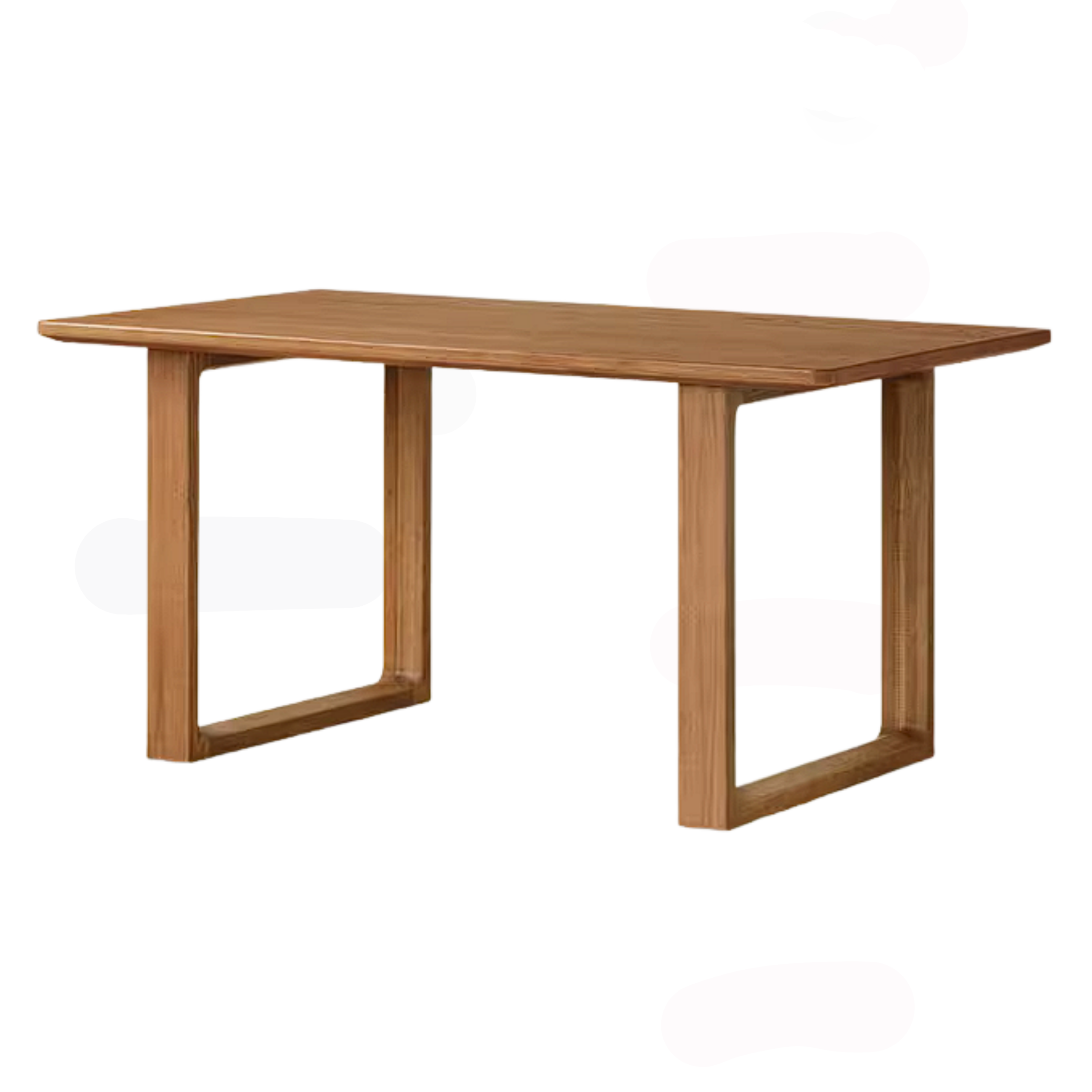 Ash Solid Wood Rectangular Dining Table, Mid Century light maroon color