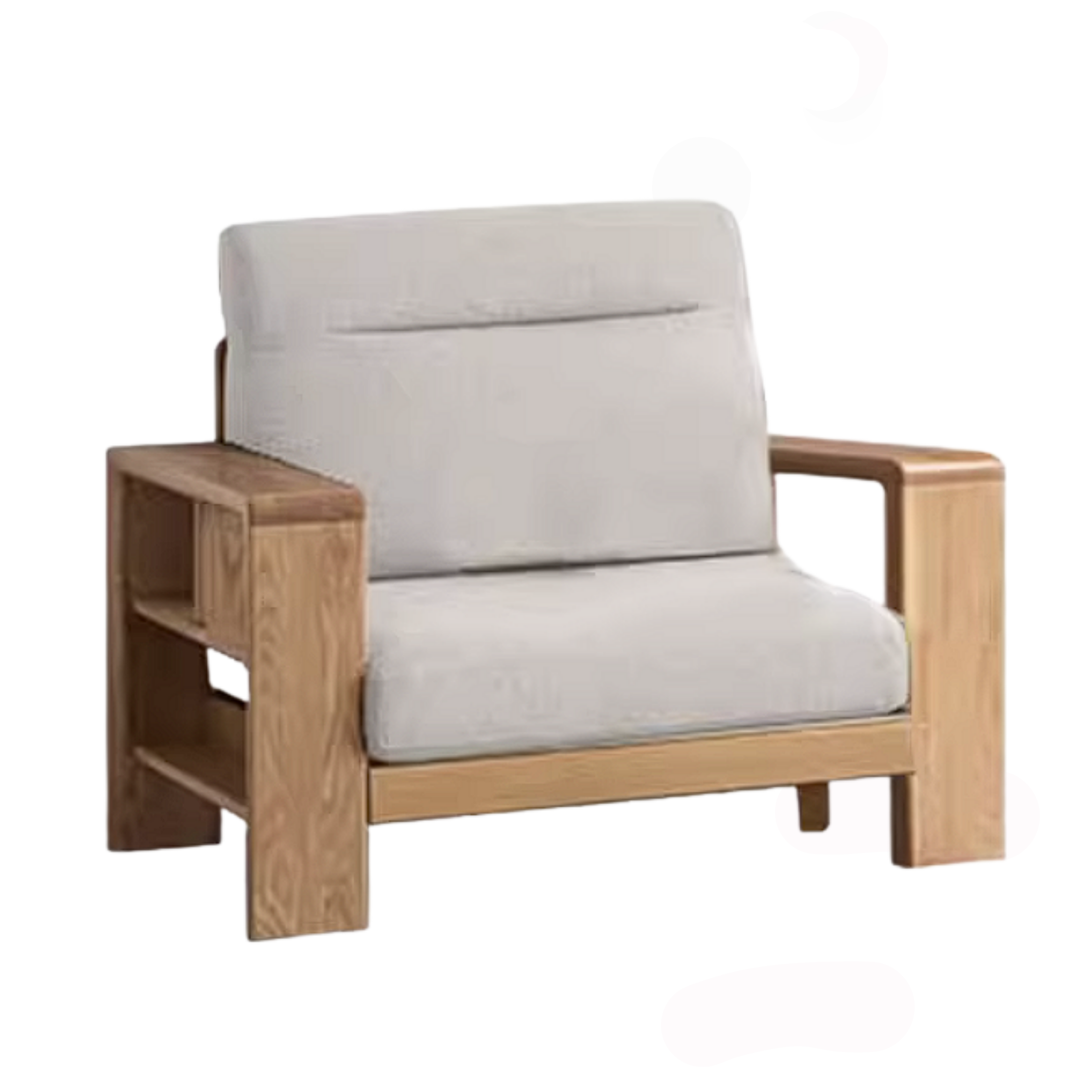 Oak Solid Wood Corner Sofa with Modern Fabric Upholstery