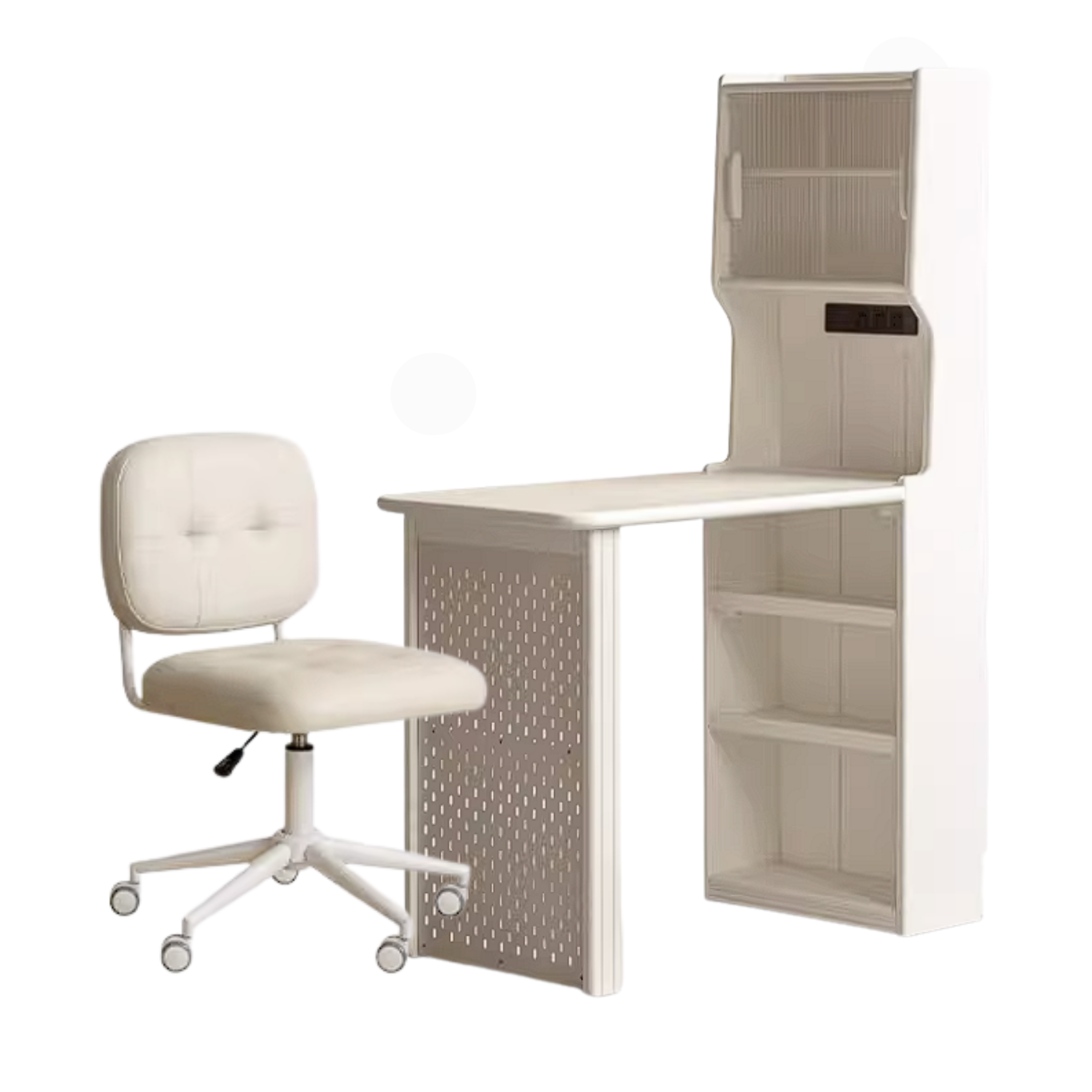Rubberwood Solid Wood Convertible Vanity Desk with Multi-Functional Storage and Office Setup