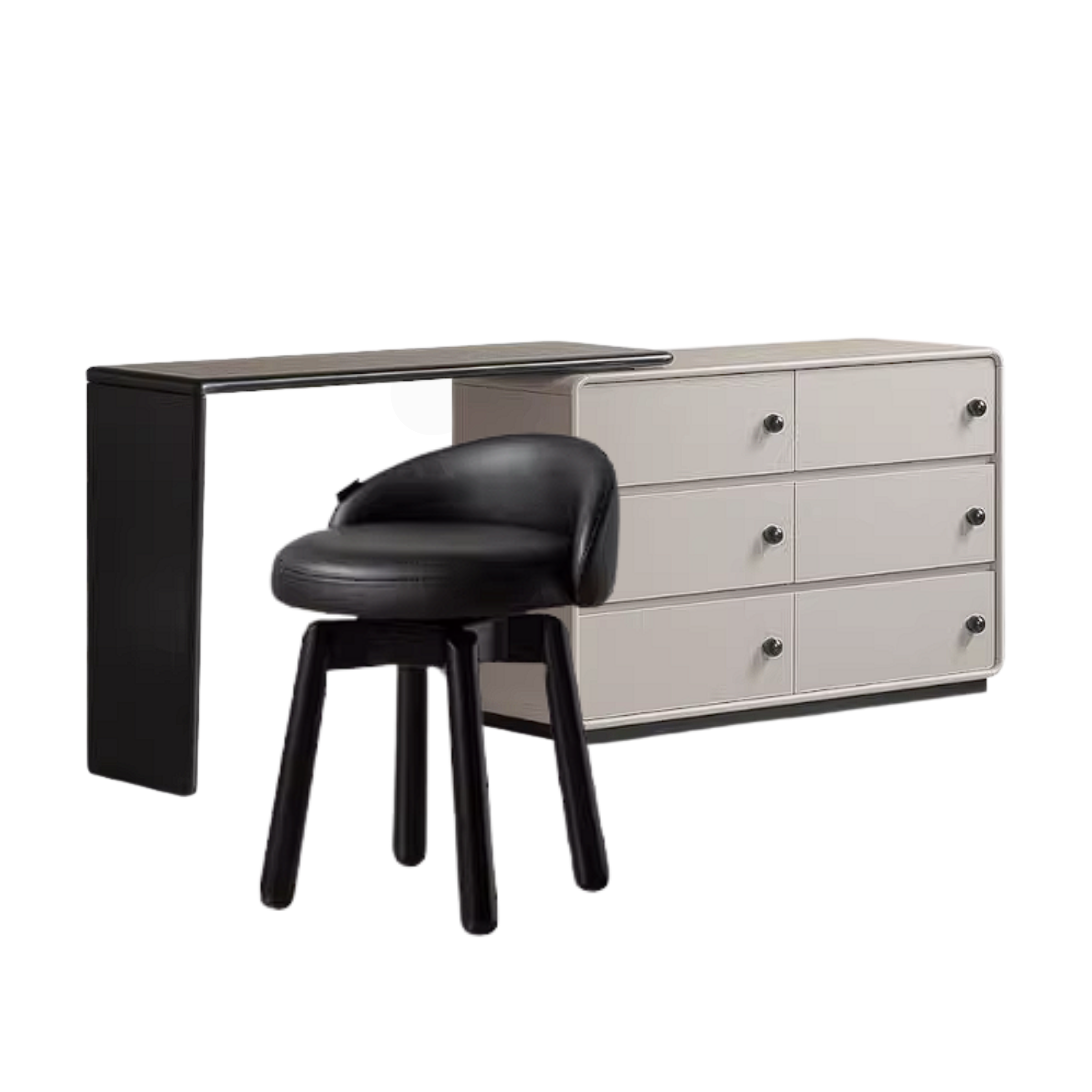 Rubberwood Solid Wood Rotating Extendable Vanity Table with