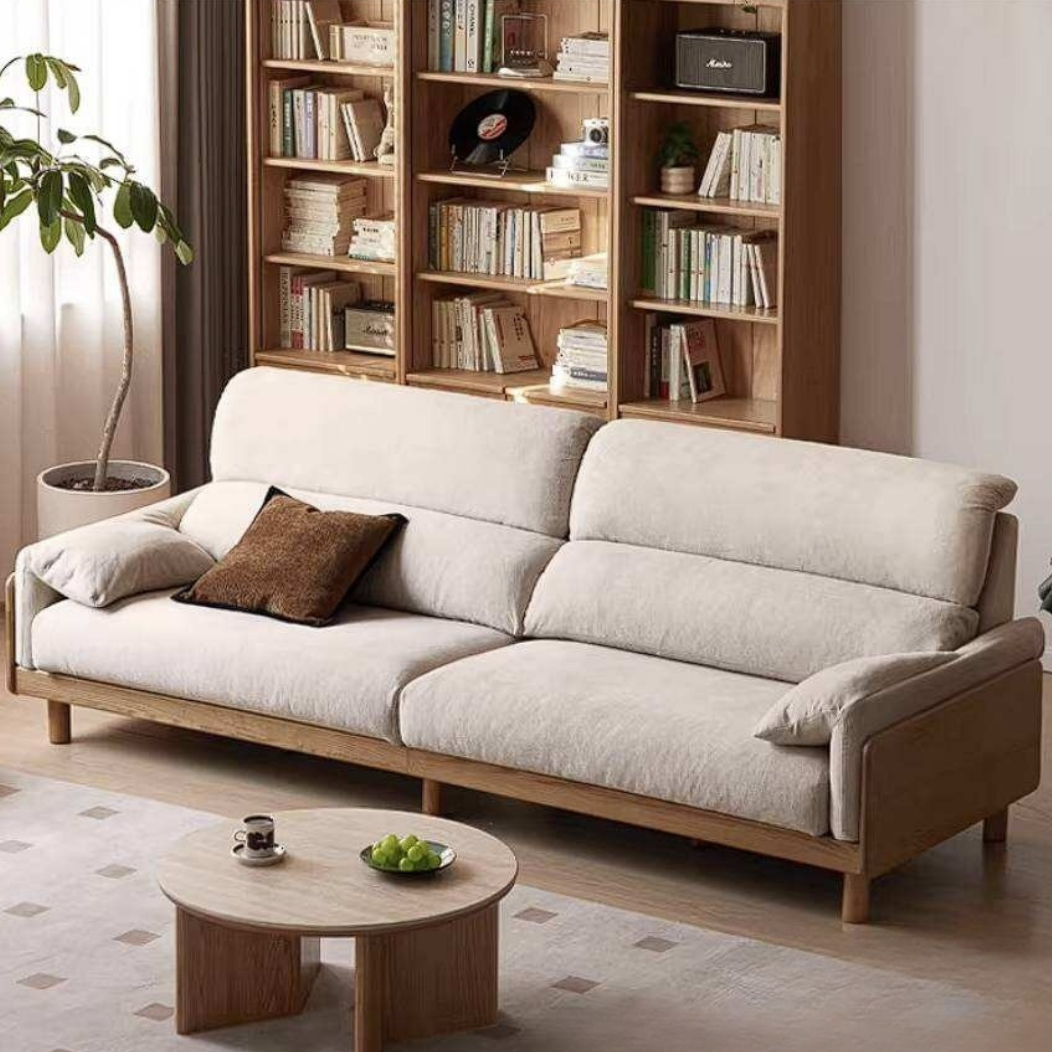 Ash Solid Wood Sofa with Modern Casual Design