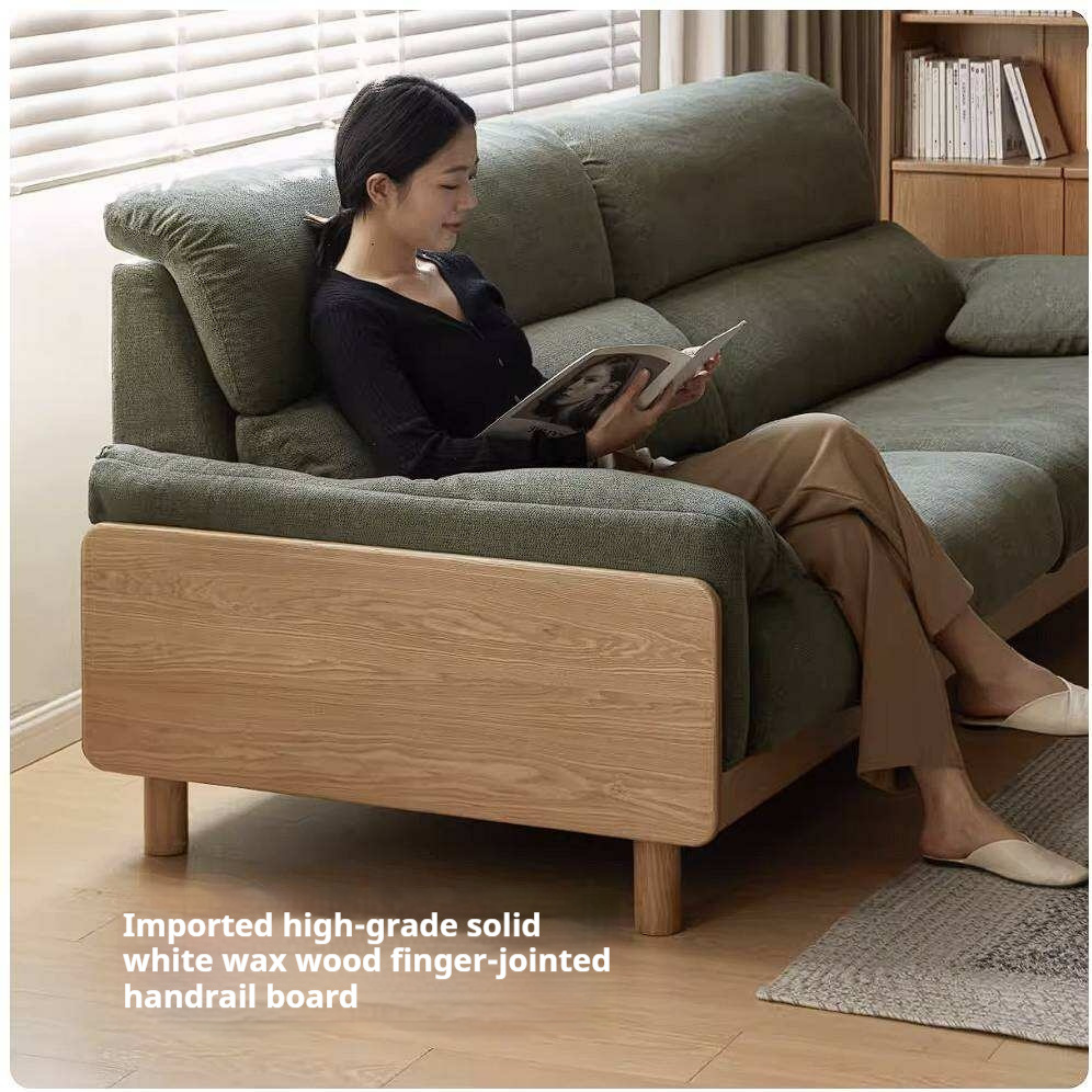 Ash Solid Wood Sofa with Modern Casual Design